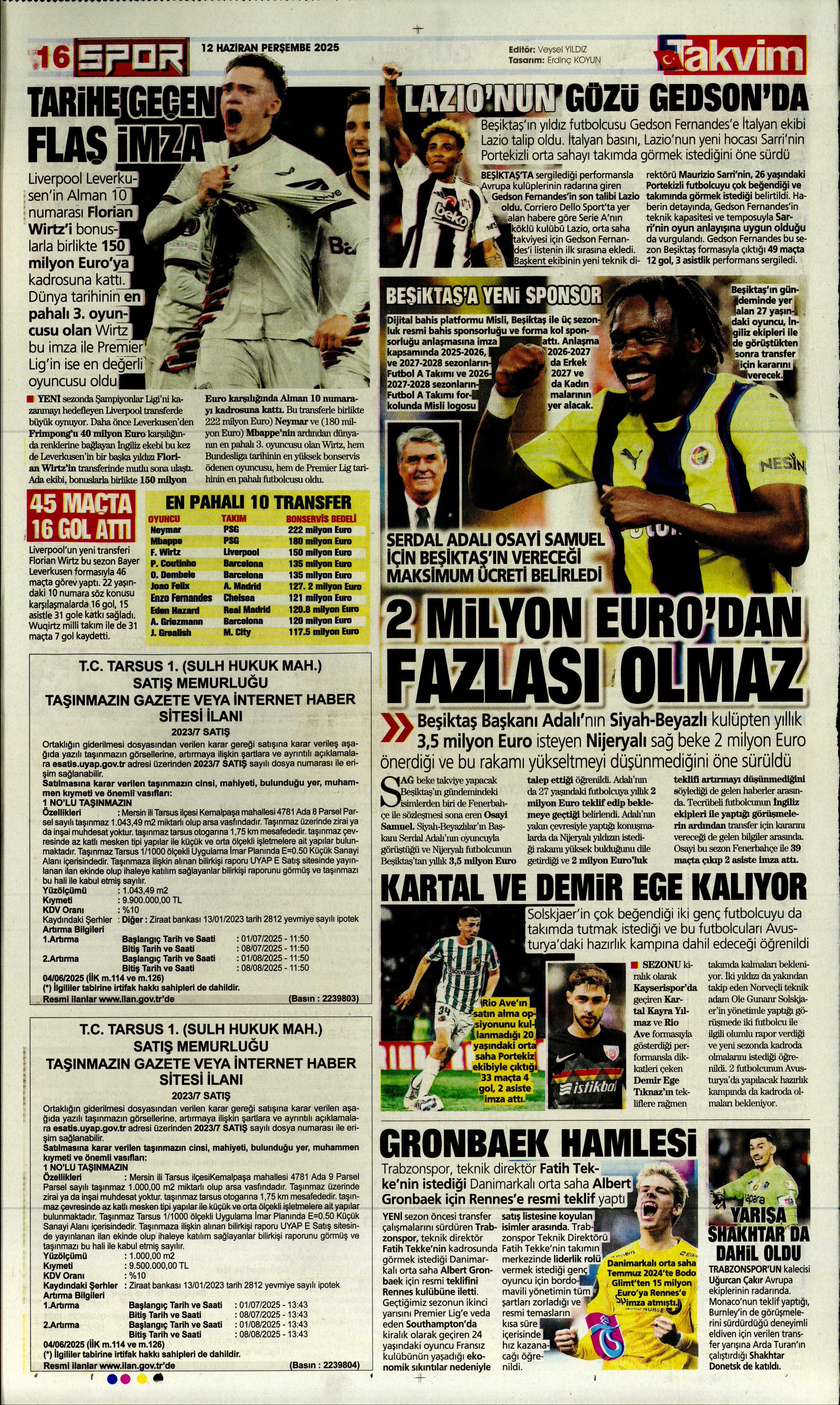 "Osimhen'in yerine En-Nesyri" | Sporun manşetleri (12 Haziran 2025)  - 28. Foto