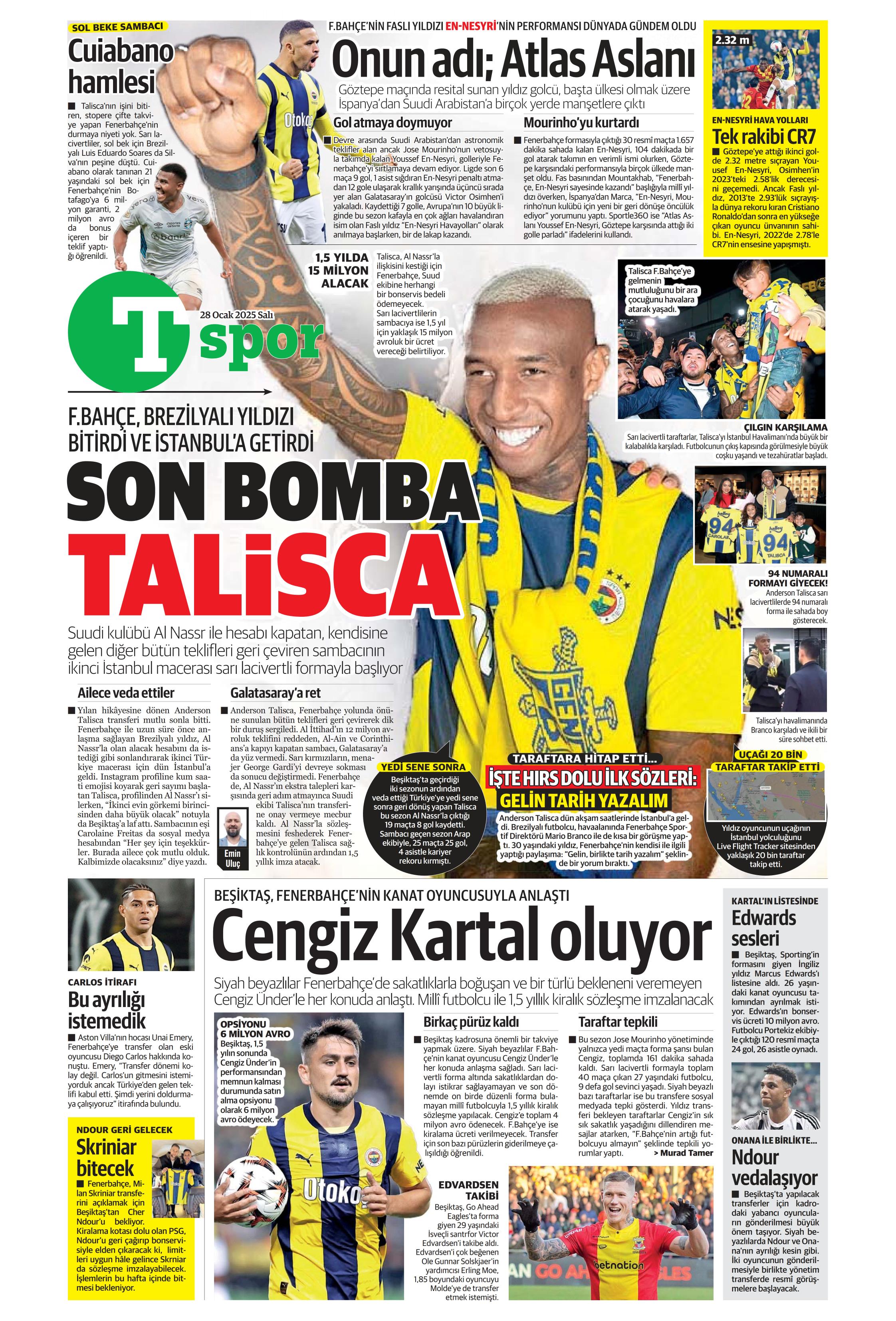 "Sıradaki transfer sol bek" | Sporun manşetleri  - 35. Foto