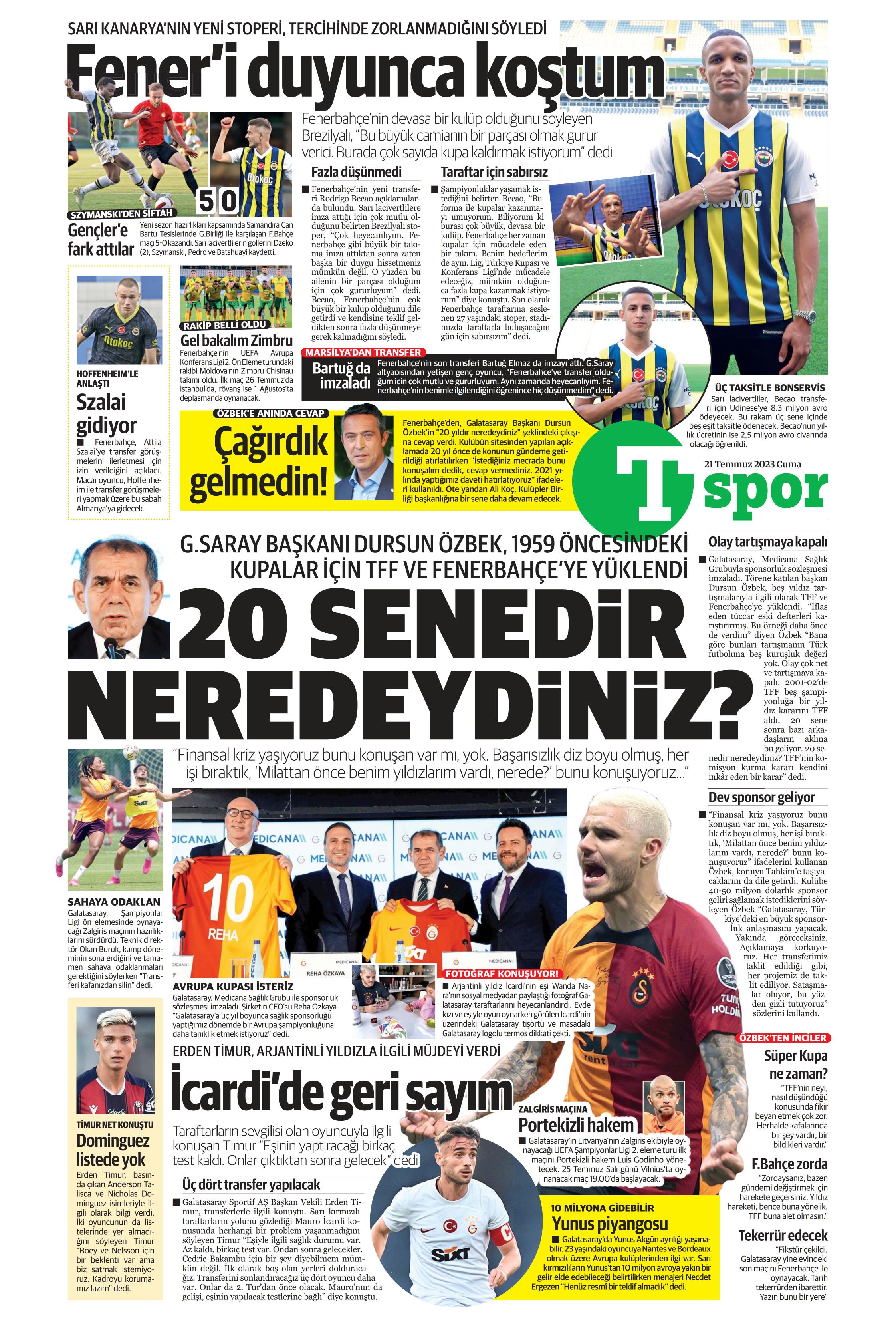 "Zaha için rekor teklif" | Sporun Manşetleri  - 32. Foto