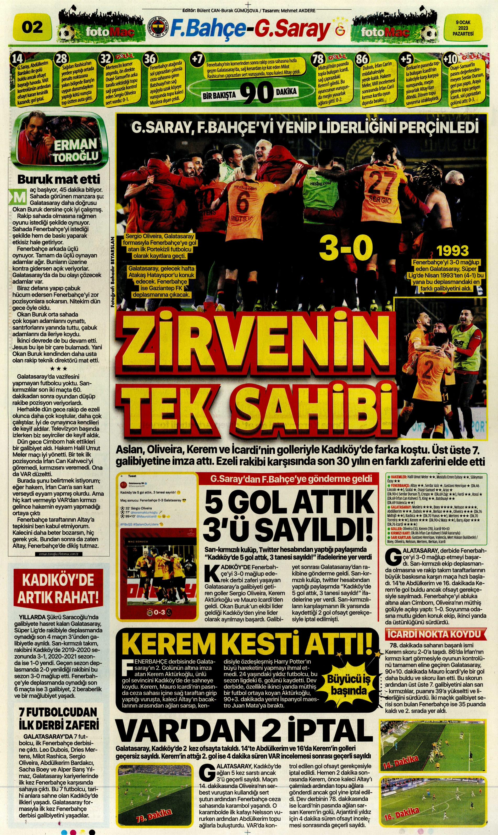 Sporun Manşetleri (9 Ocak 2023)  - 17. Foto