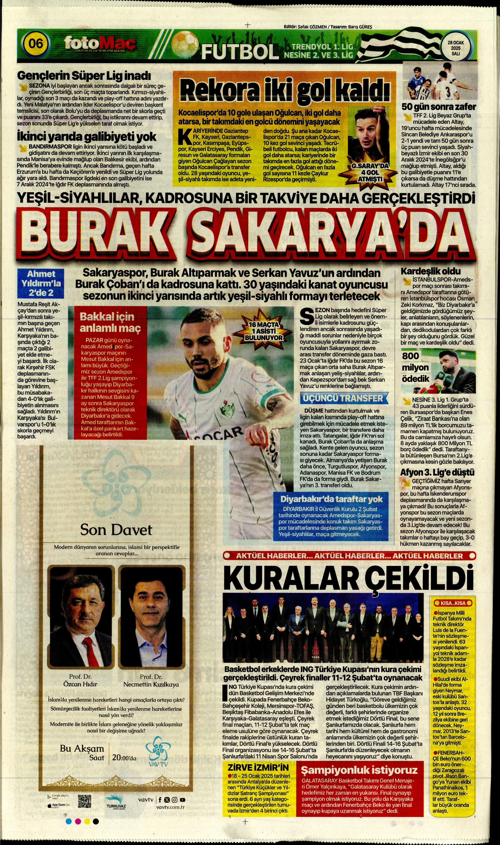 "Sıradaki transfer sol bek" | Sporun manşetleri  - 15. Foto