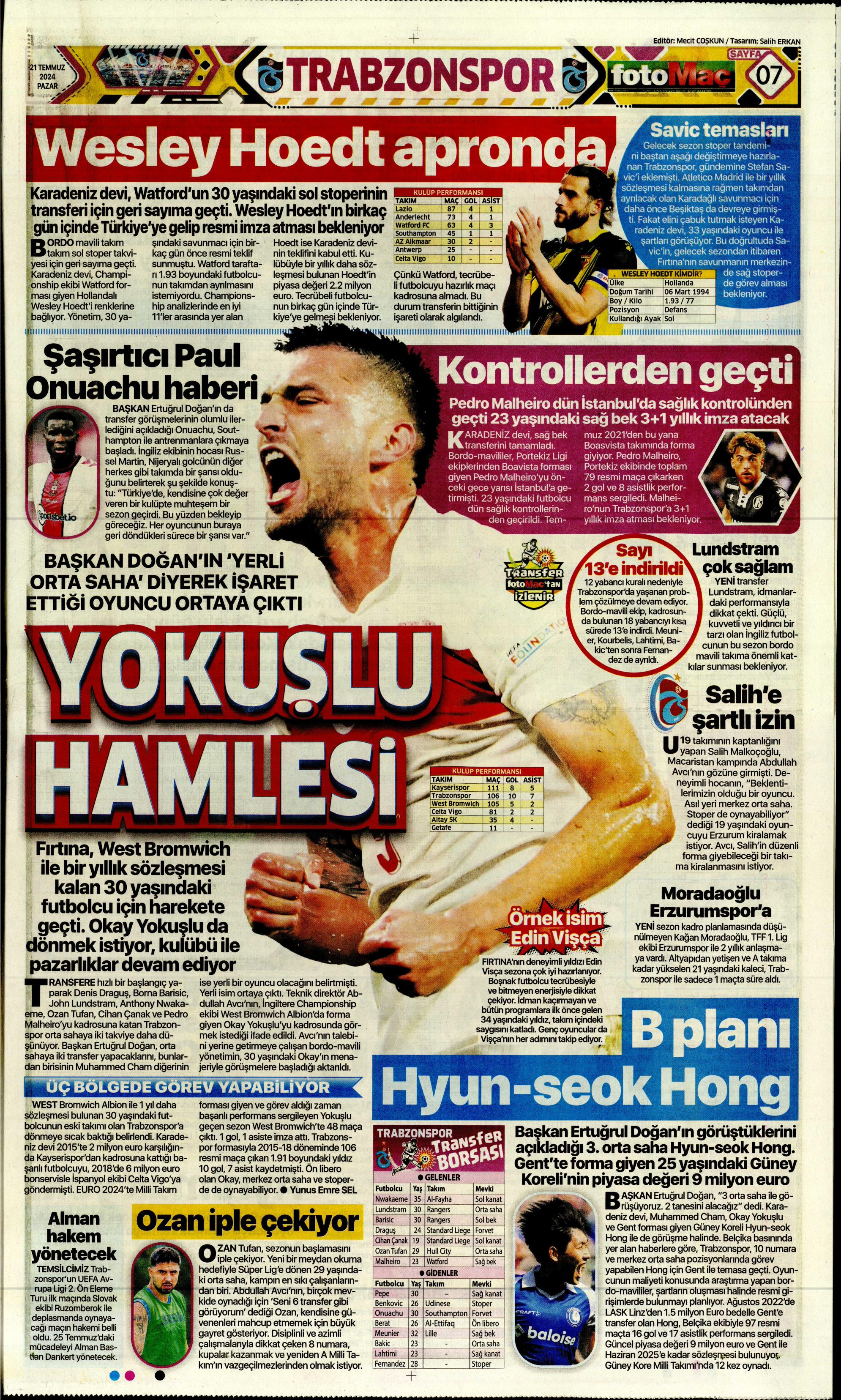 "Fenerbahçe'den Berge hamlesi" | Sporun Manşetleri (21 Temmuz 2024)  - 16. Foto