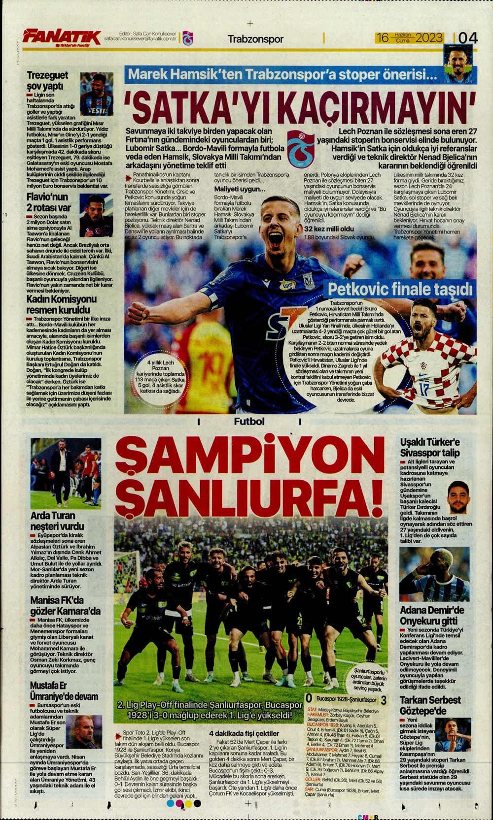 "Dzeko çok yakın" Sporun manşetleri (16 Haziran 2023)  - 5. Foto