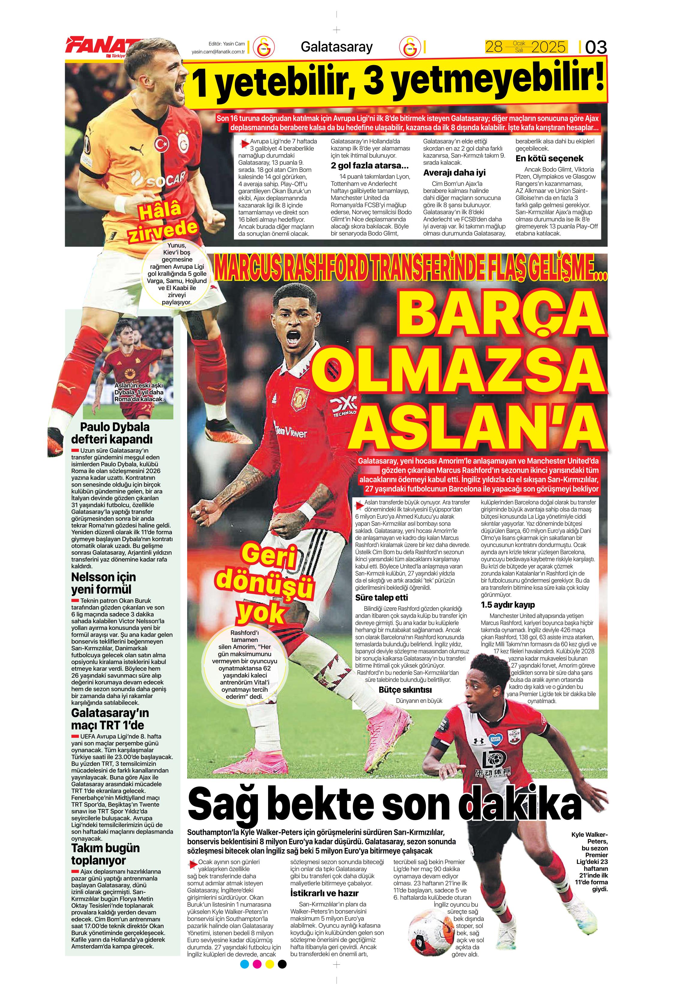 "Sıradaki transfer sol bek" | Sporun manşetleri  - 3. Foto