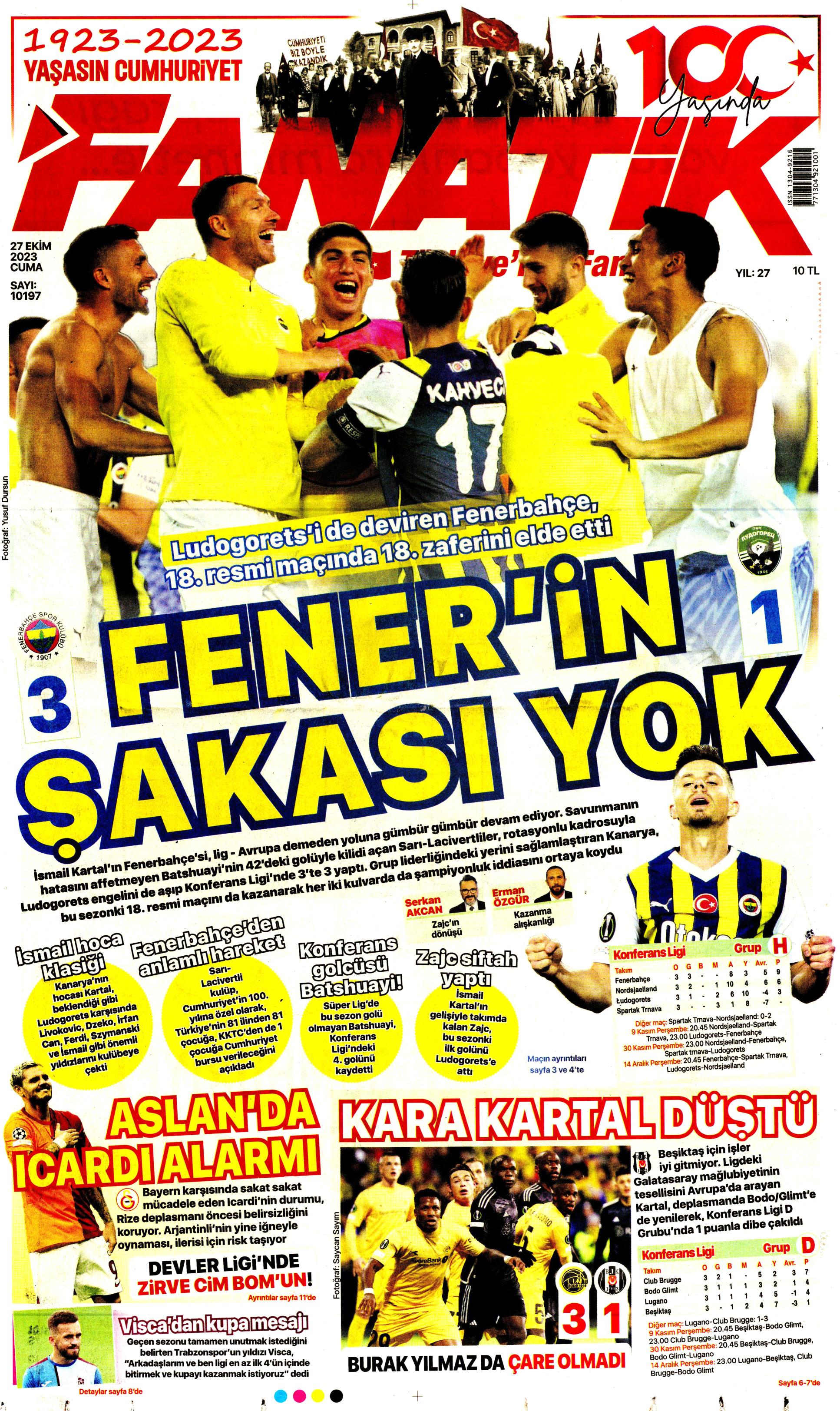 "Yüzyılın Fener'i" | Sporun manşetleri (27 Ekim 2023)  - 3. Foto