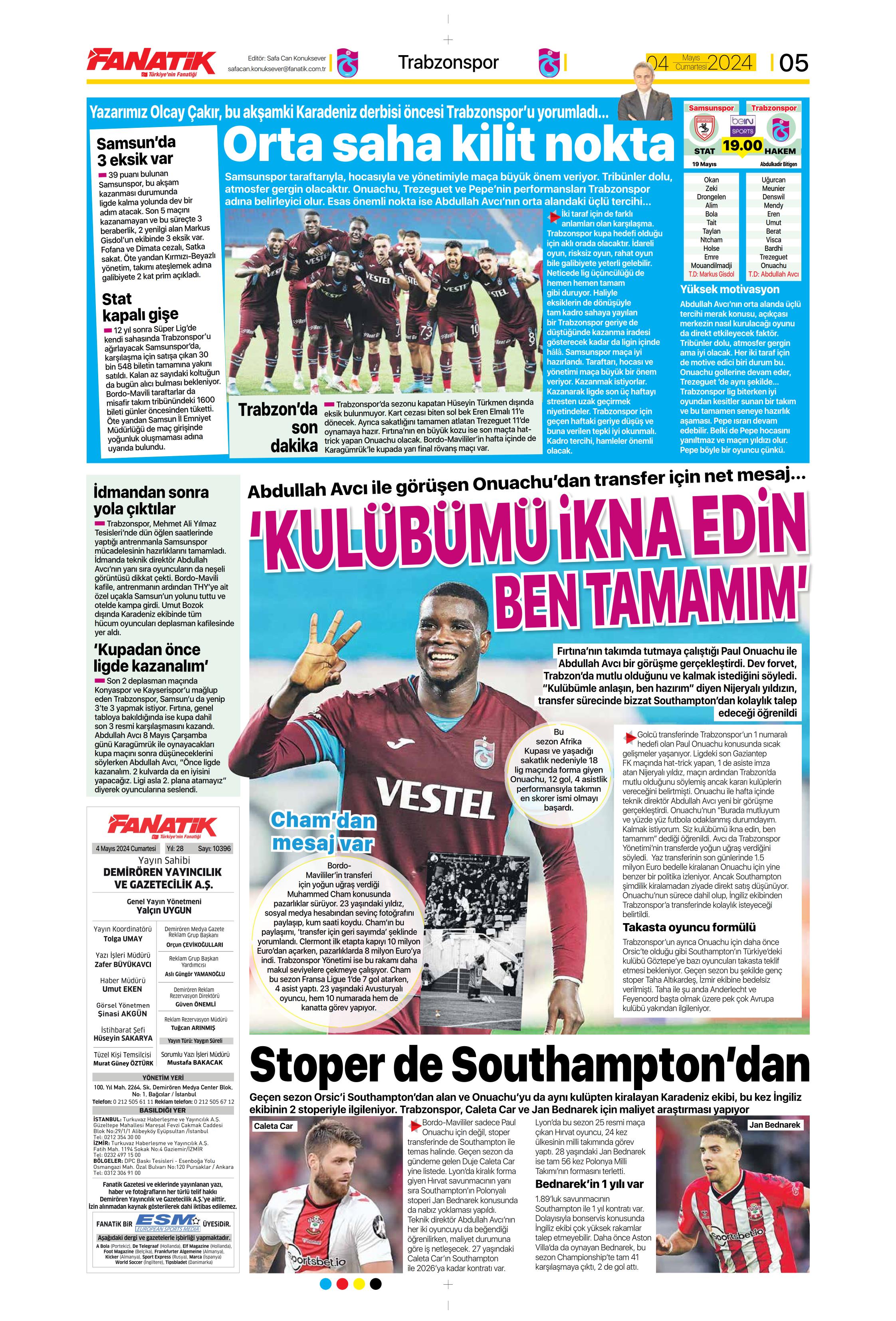 "Ndidi çıkarması" | Sporun Manşetleri (4 Mayıs 2024)  - 10. Foto