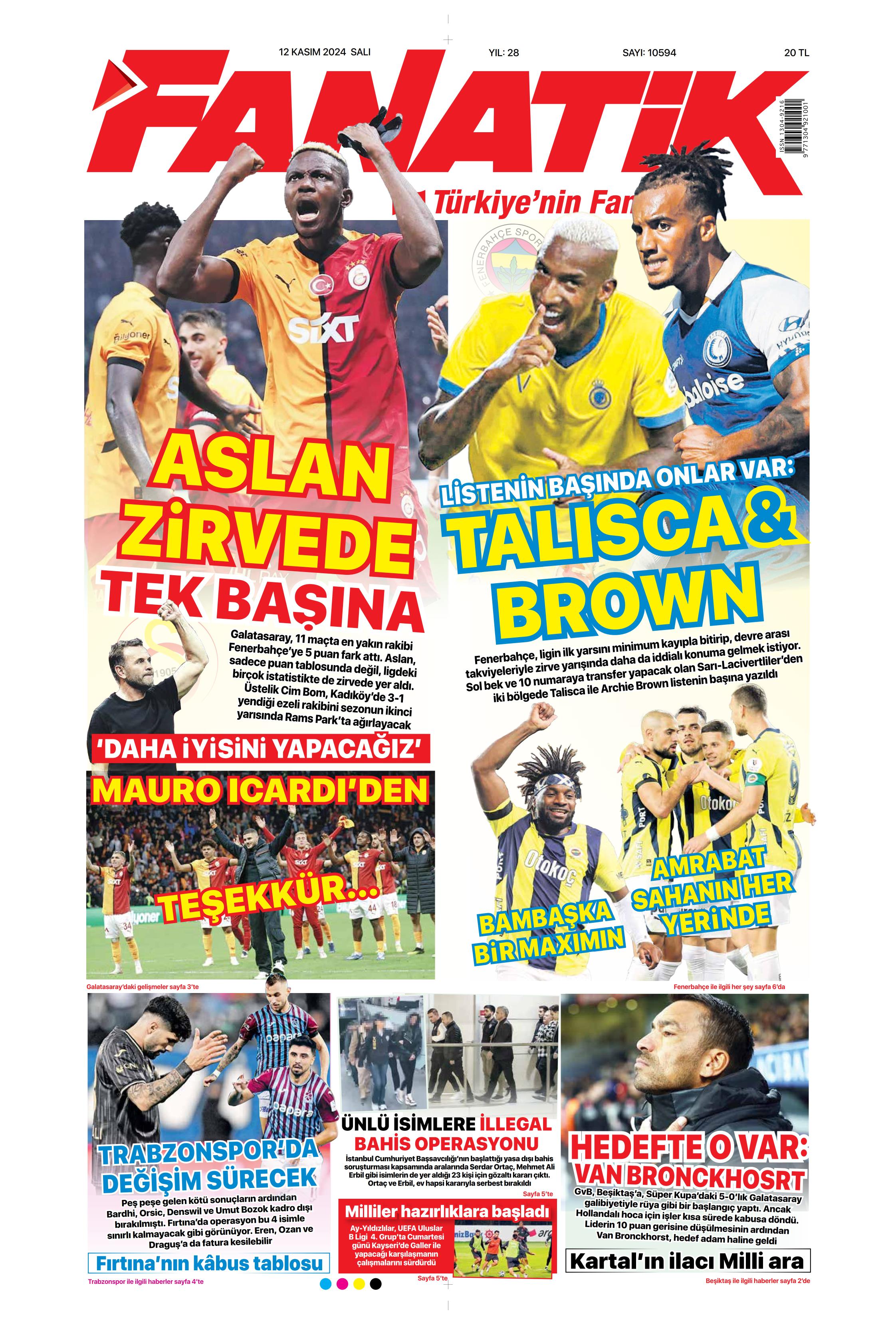 "Listenin başında onlar var: Talisca & Brown" | Sporun manşetleri (12 Kasım 2024)  - 4. Foto