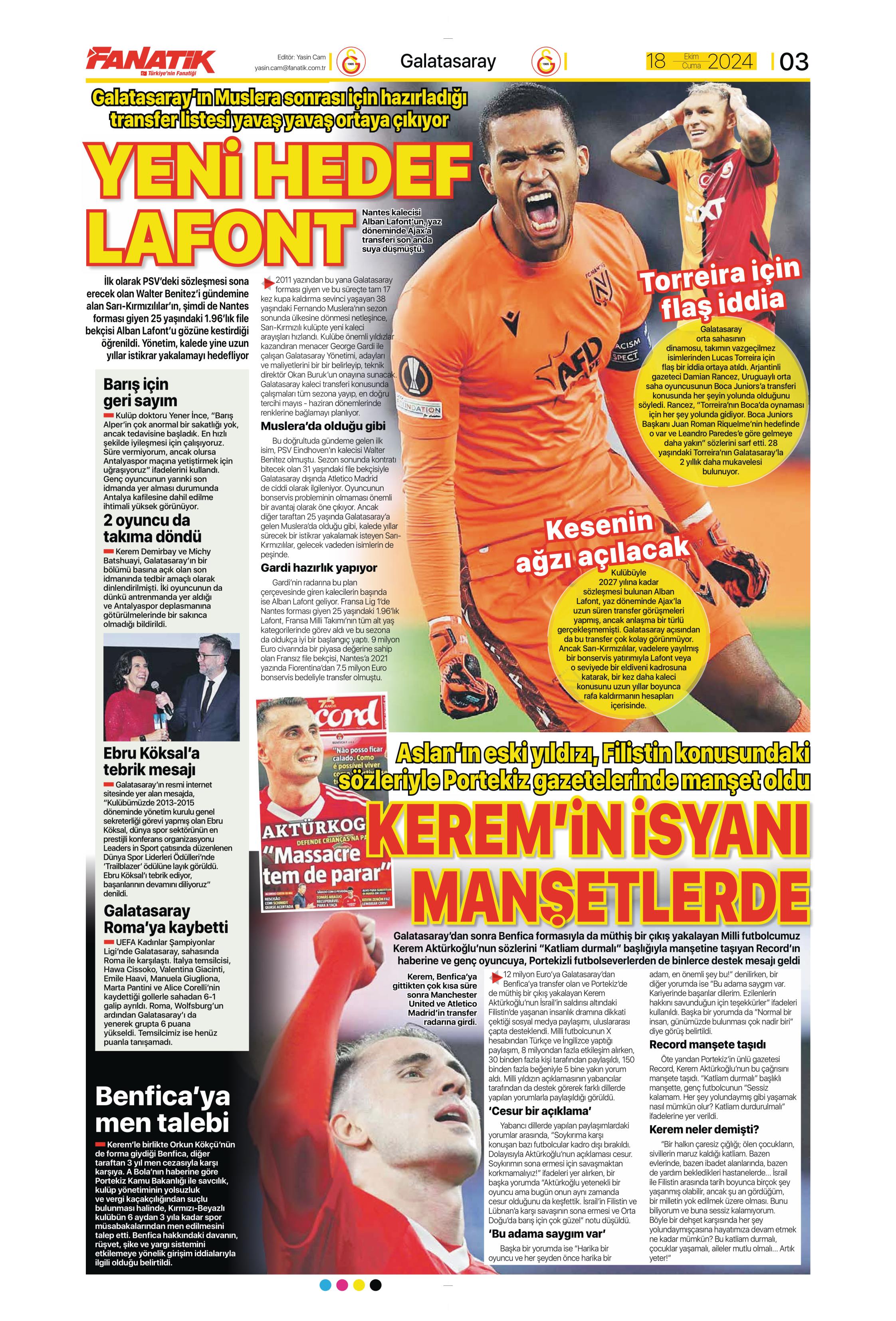 "Fenerbahçe'ye 1 milyar euroluk bomba" | Sporun manşetleri (18 Ekim 2024)  - 5. Foto