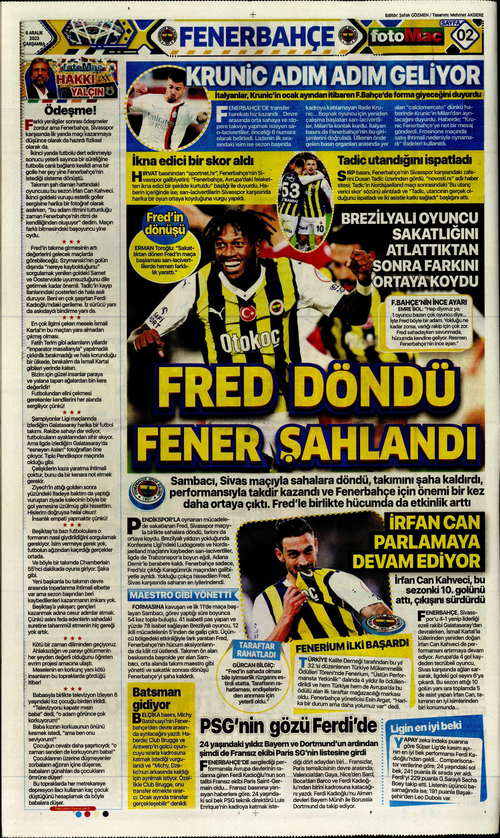 "Aslan'da operasyon başladı" | Sporun manşetleri (6 Aralık 2023)  - 11. Foto