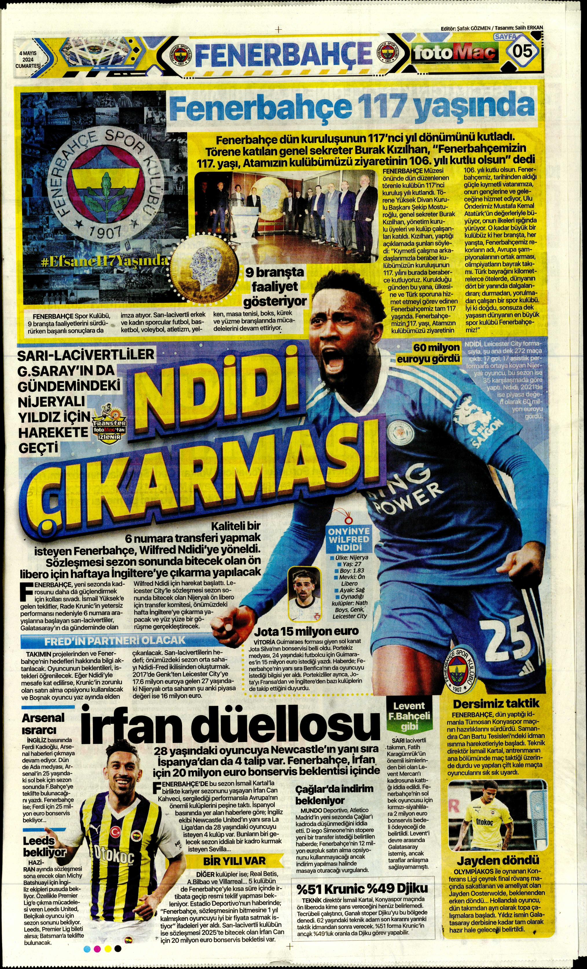 "Ndidi çıkarması" | Sporun Manşetleri (4 Mayıs 2024)  - 13. Foto