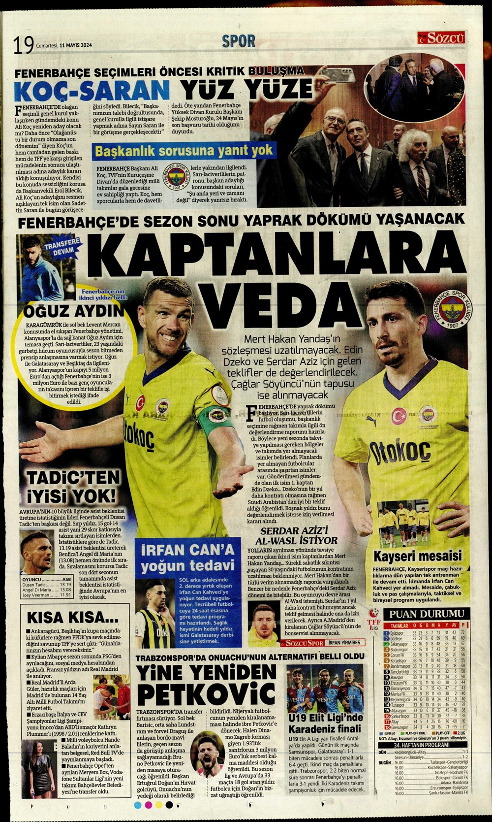 "Fener'de Mourinho sesleri" | Sporun manşetleri (11 Mayıs 2024)  - 31. Foto