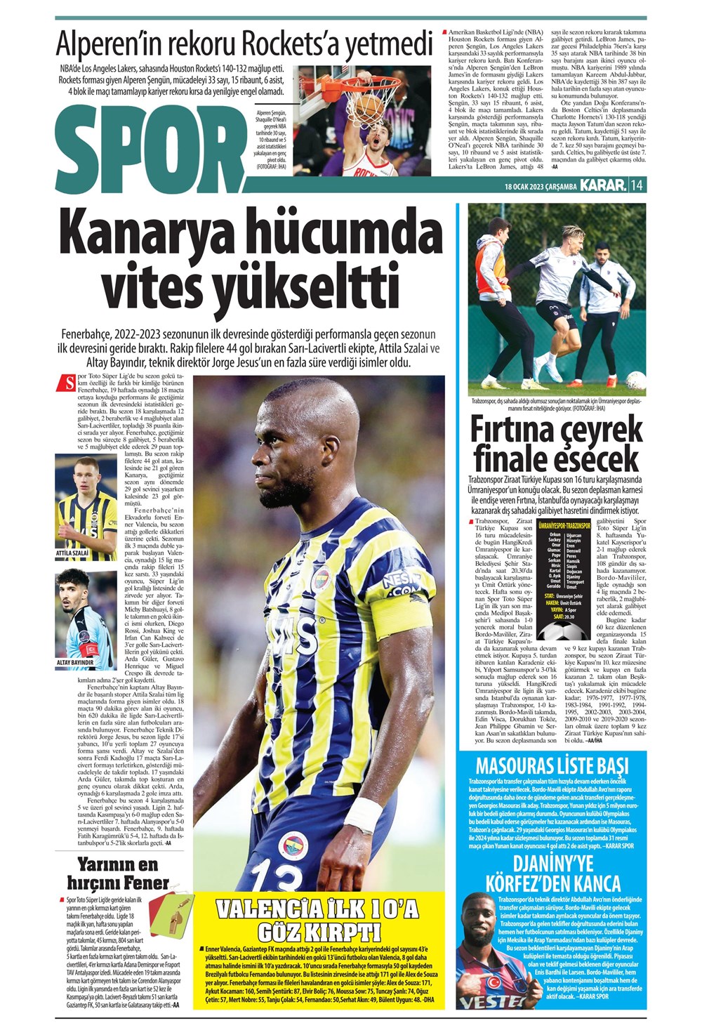 Sporun Manşetleri (18 Ocak 2023) - 20. Foto
