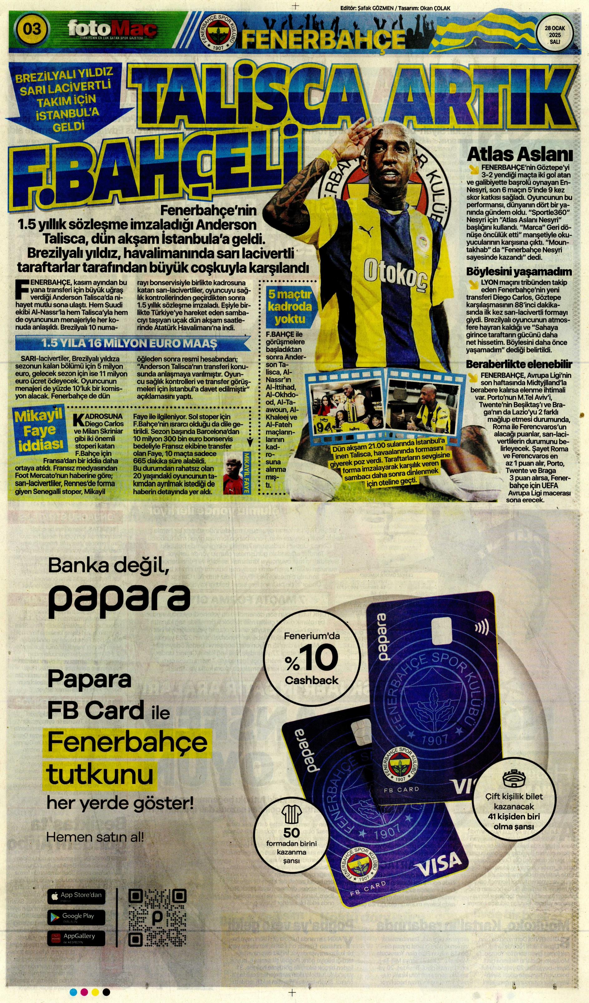 "Sıradaki transfer sol bek" | Sporun manşetleri  - 10. Foto