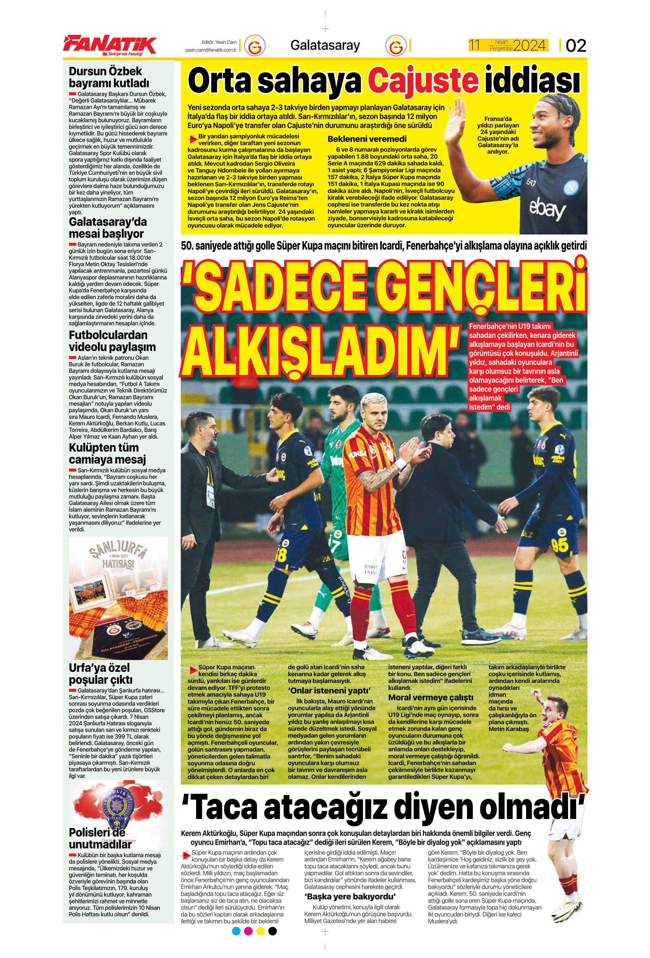 "Terim'in yerine Santos" | Sporun manşetleri (11 Nisan 2024)  - 4. Foto