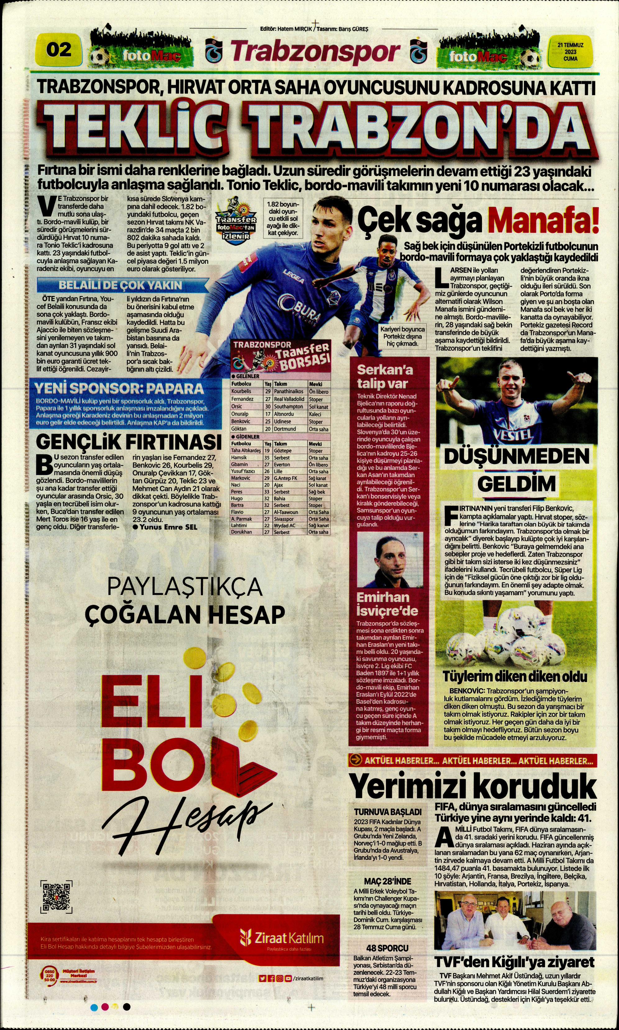 "Zaha için rekor teklif" | Sporun Manşetleri  - 8. Foto