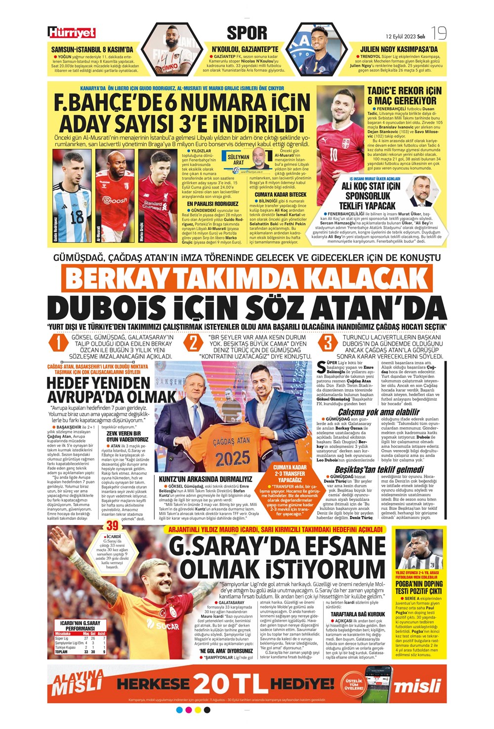 "Kartal'da Lingard sürprizi" | Sporun manşetleri (12 Eylül 2023)  - 19. Foto