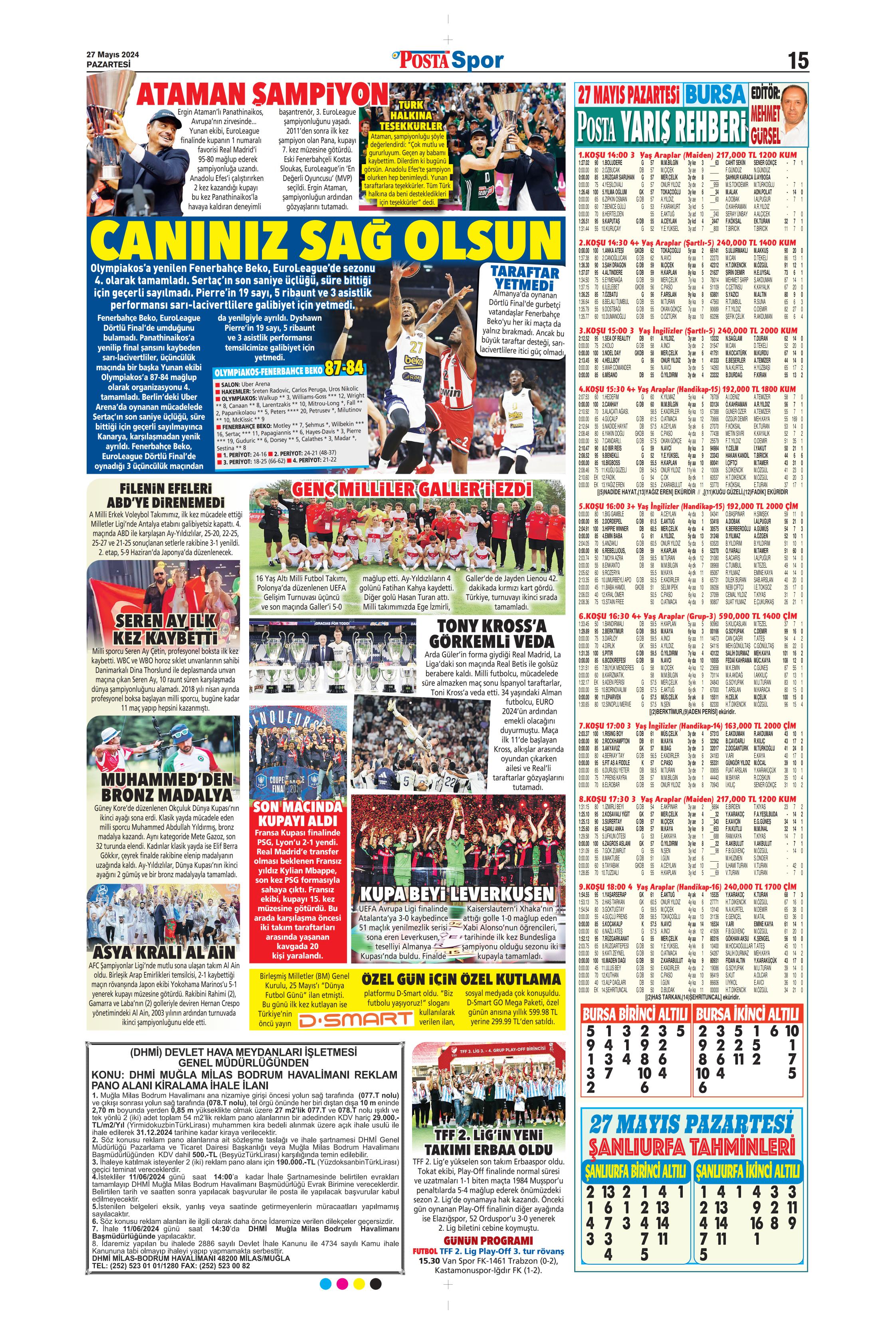 "Mayısların kralı şampiyon Aslan!" | Sporun manşetleri (27 Mayıs 2024)  - 36. Foto