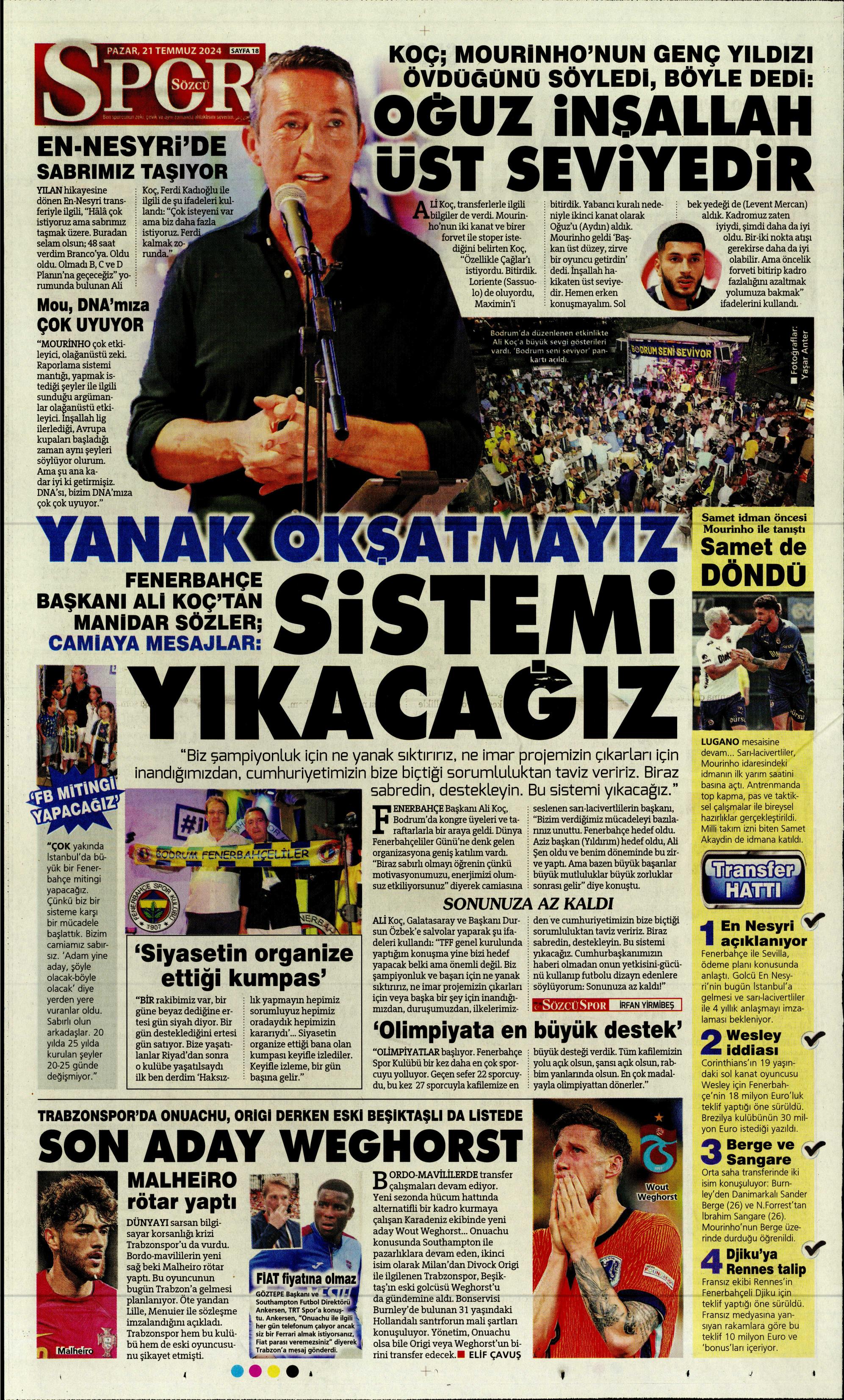 "Fenerbahçe'den Berge hamlesi" | Sporun Manşetleri (21 Temmuz 2024)  - 31. Foto