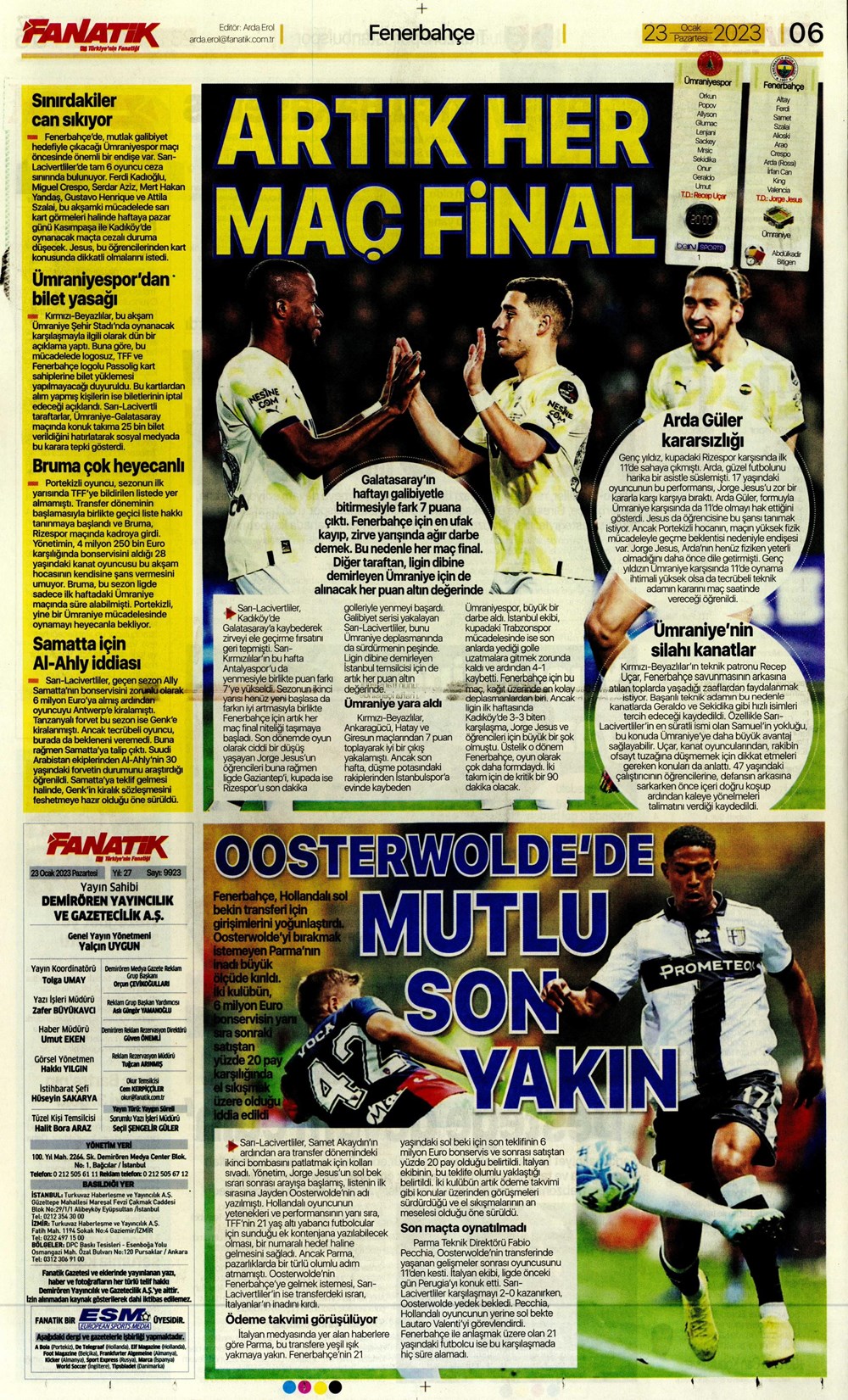 Sporun manşetleri (23 Ocak 2023) - 8. Foto