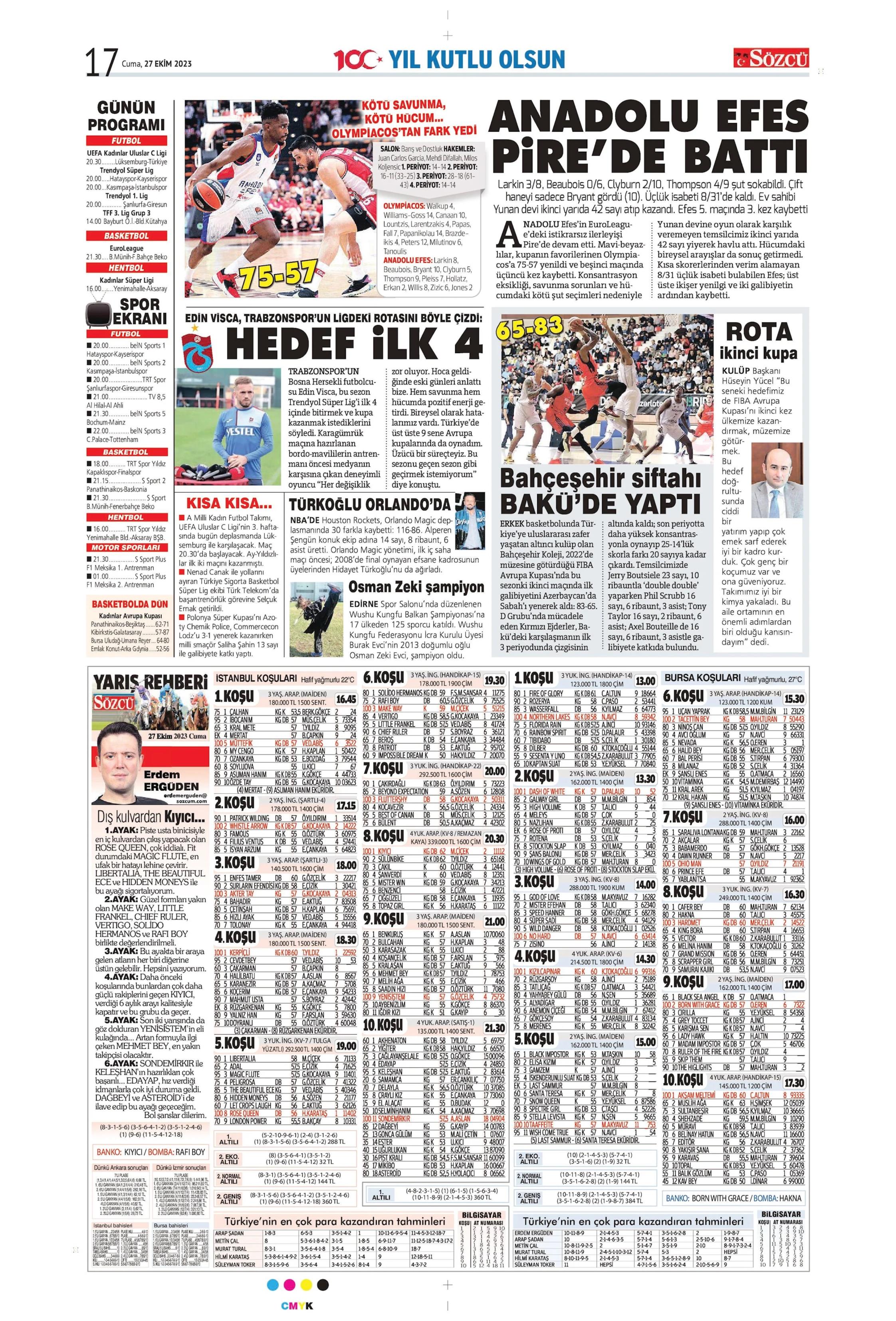 "Yüzyılın Fener'i" | Sporun manşetleri (27 Ekim 2023)  - 32. Foto