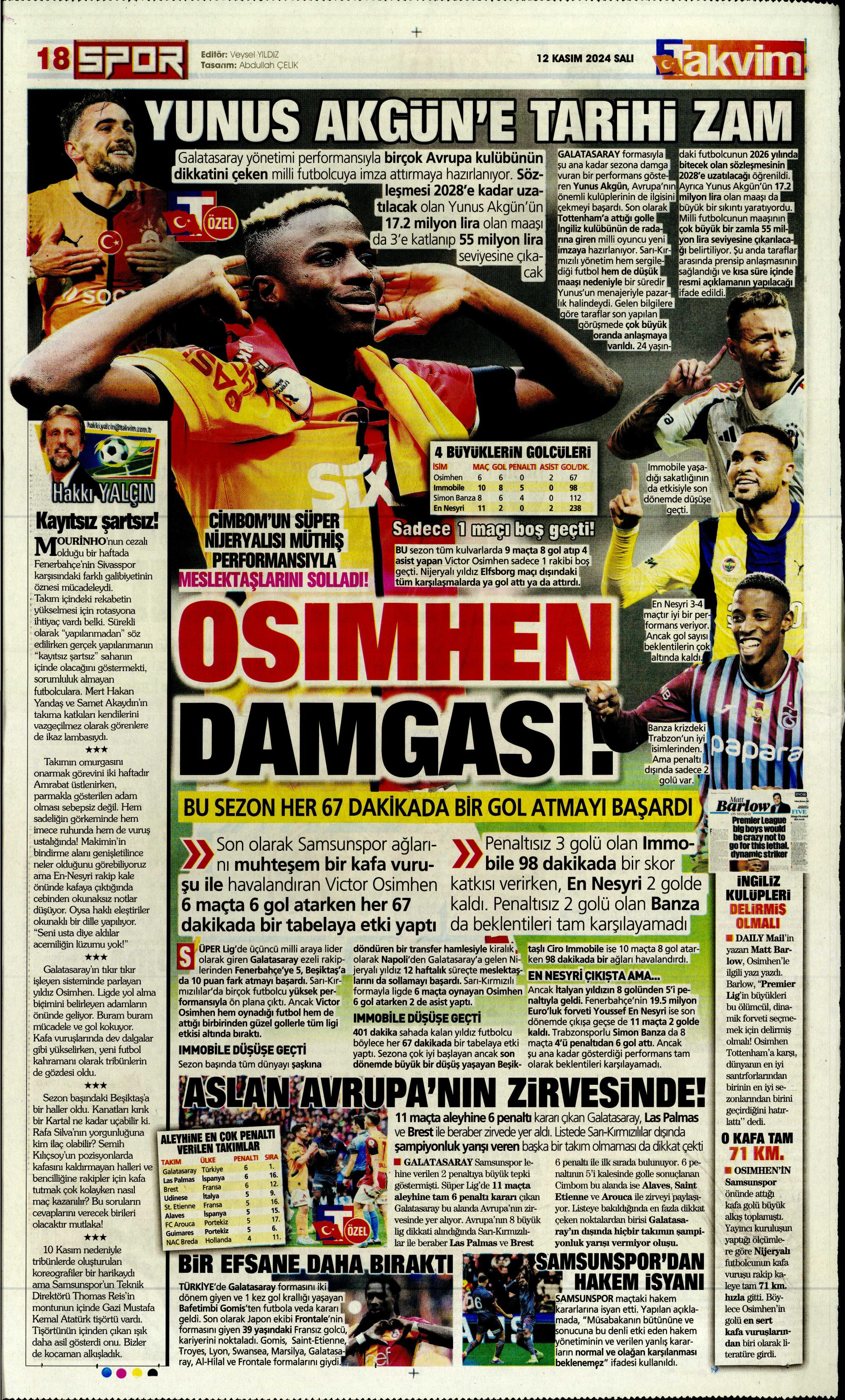 "Listenin başında onlar var: Talisca & Brown" | Sporun manşetleri (12 Kasım 2024)  - 37. Foto