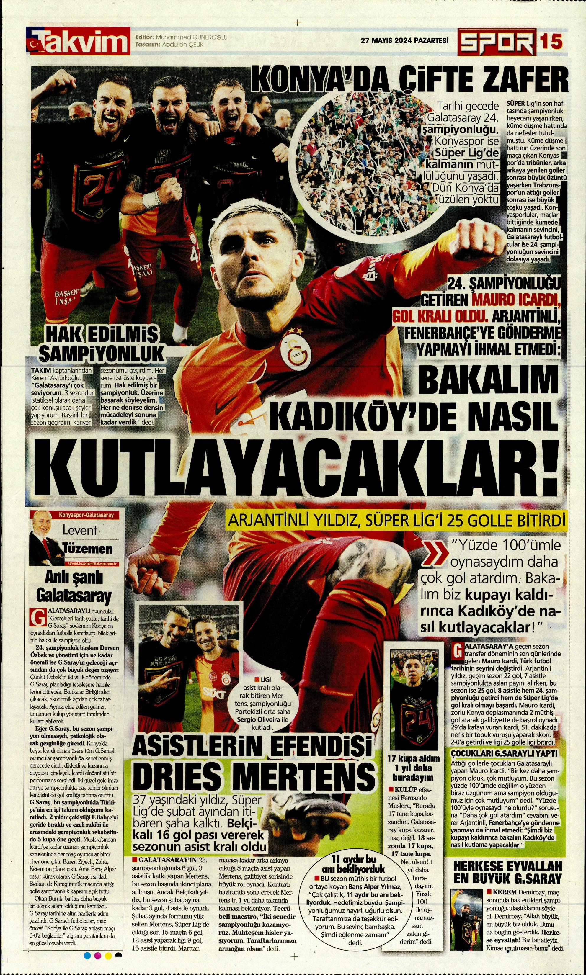 "Mayısların kralı şampiyon Aslan!" | Sporun manşetleri (27 Mayıs 2024)  - 51. Foto