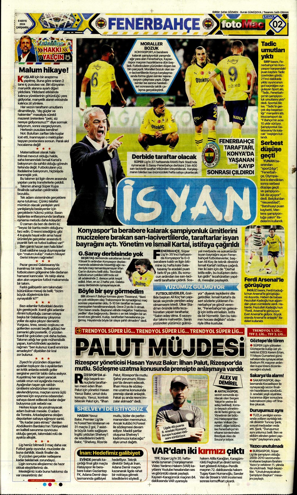 "Fenerbahçe'de deli sorular" | Sporun manşetleri (8 Mayıs 2024)  - 10. Foto