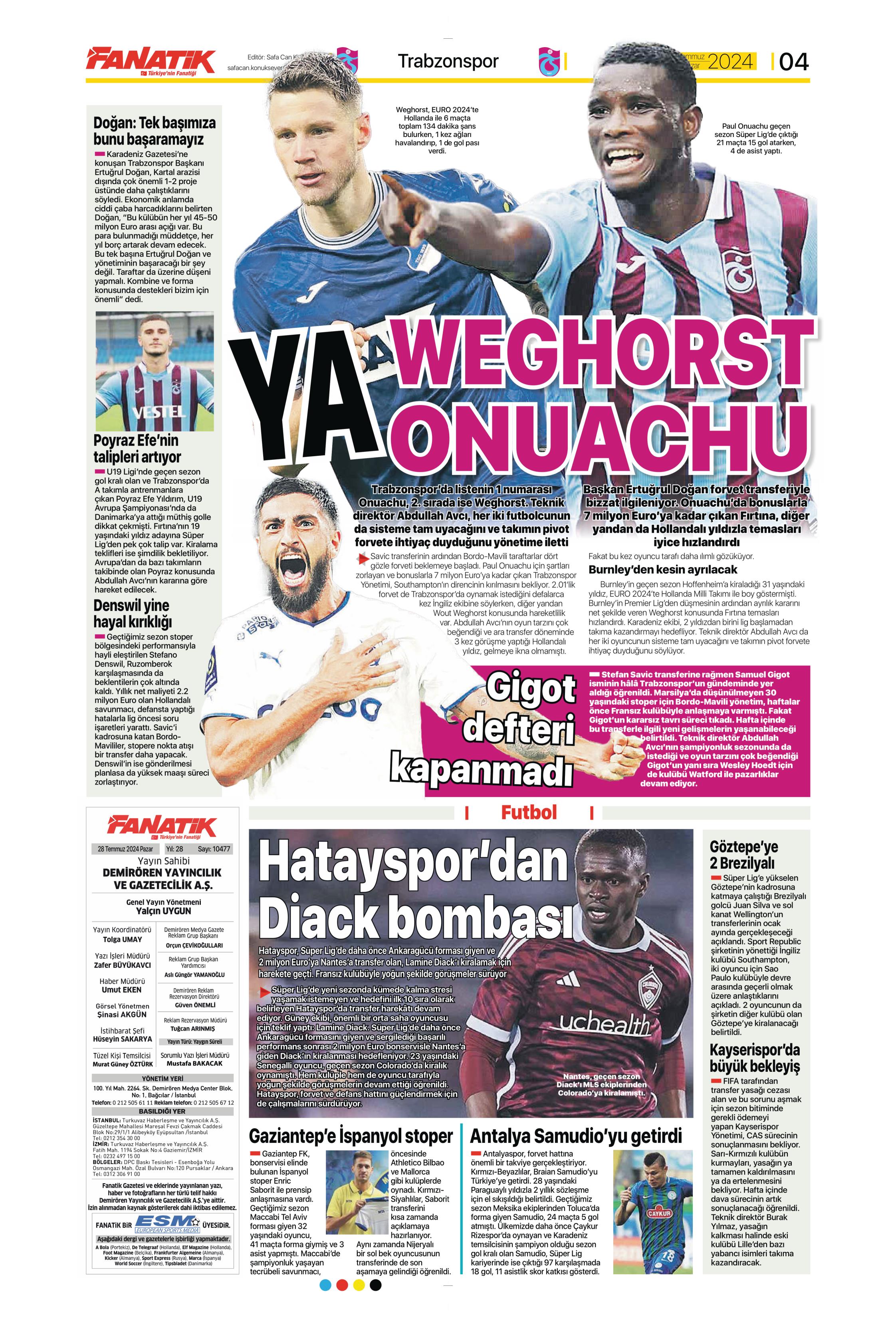 "Aslan'da rota Gravenberch" | Sporun Manşetleri (28 Temmuz 2024)  - 1. Foto