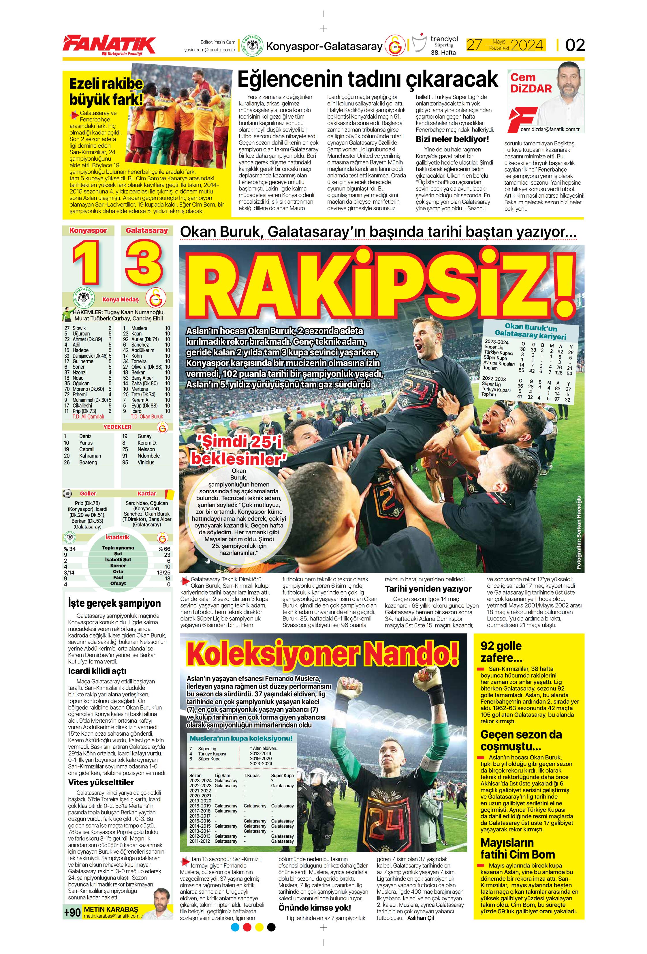 "Mayısların kralı şampiyon Aslan!" | Sporun manşetleri (27 Mayıs 2024)  - 4. Foto