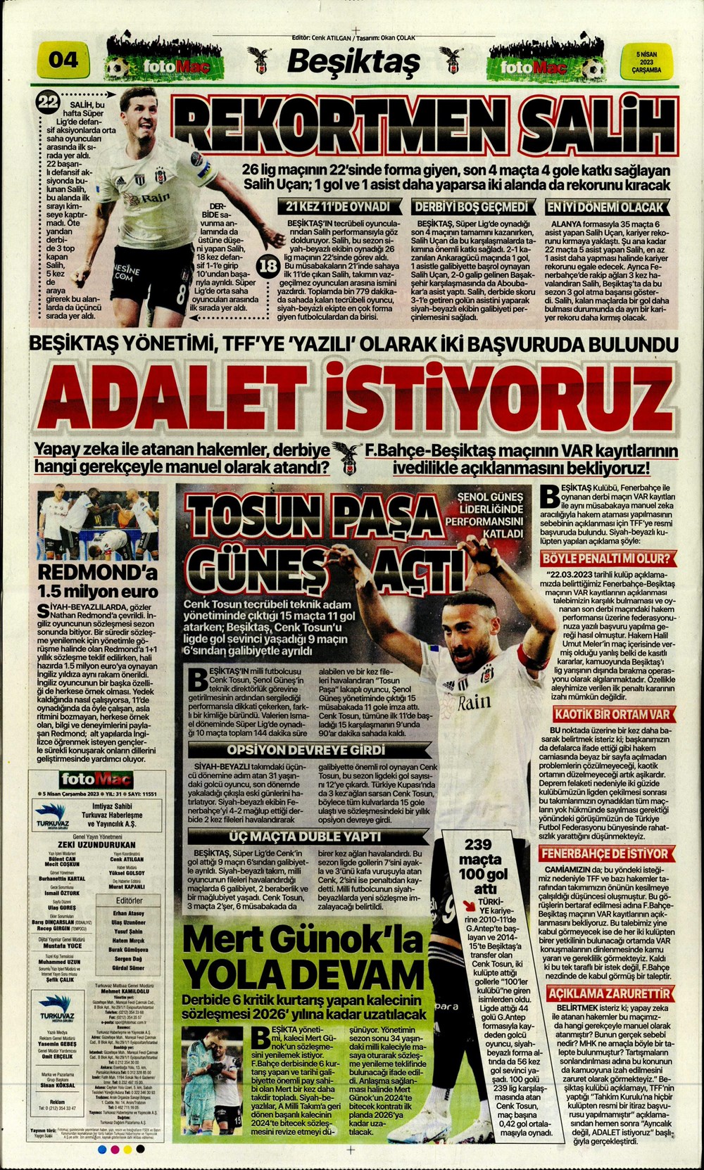 "Dünyada kimse buna penaltı demez" - Sporun manşetleri (5 Nisan 2023)  - 11. Foto