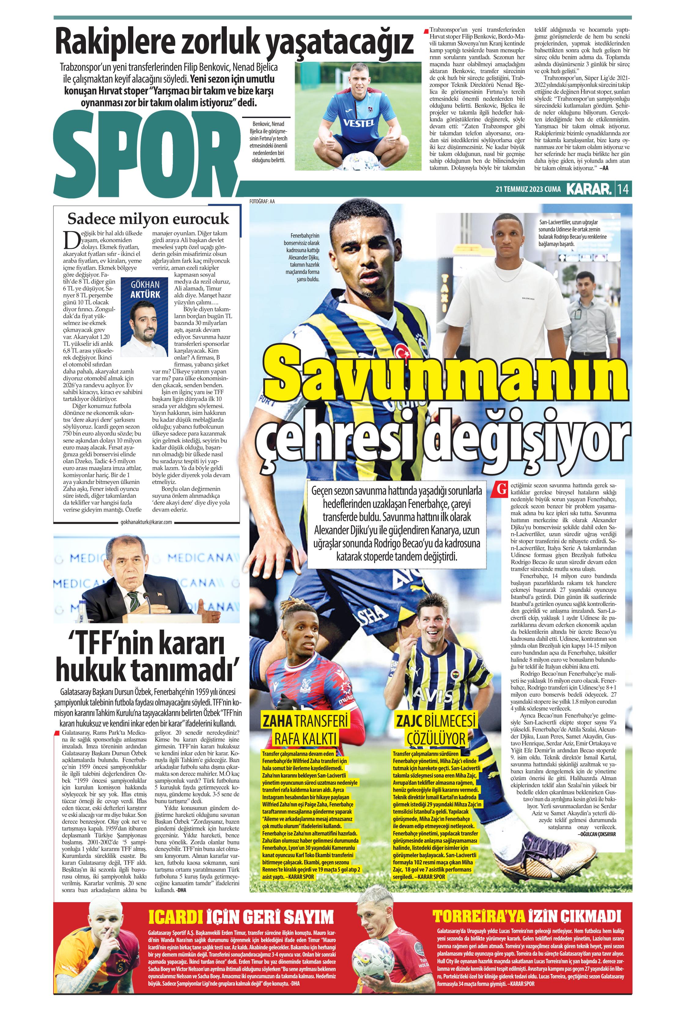"Zaha için rekor teklif" | Sporun Manşetleri  - 16. Foto