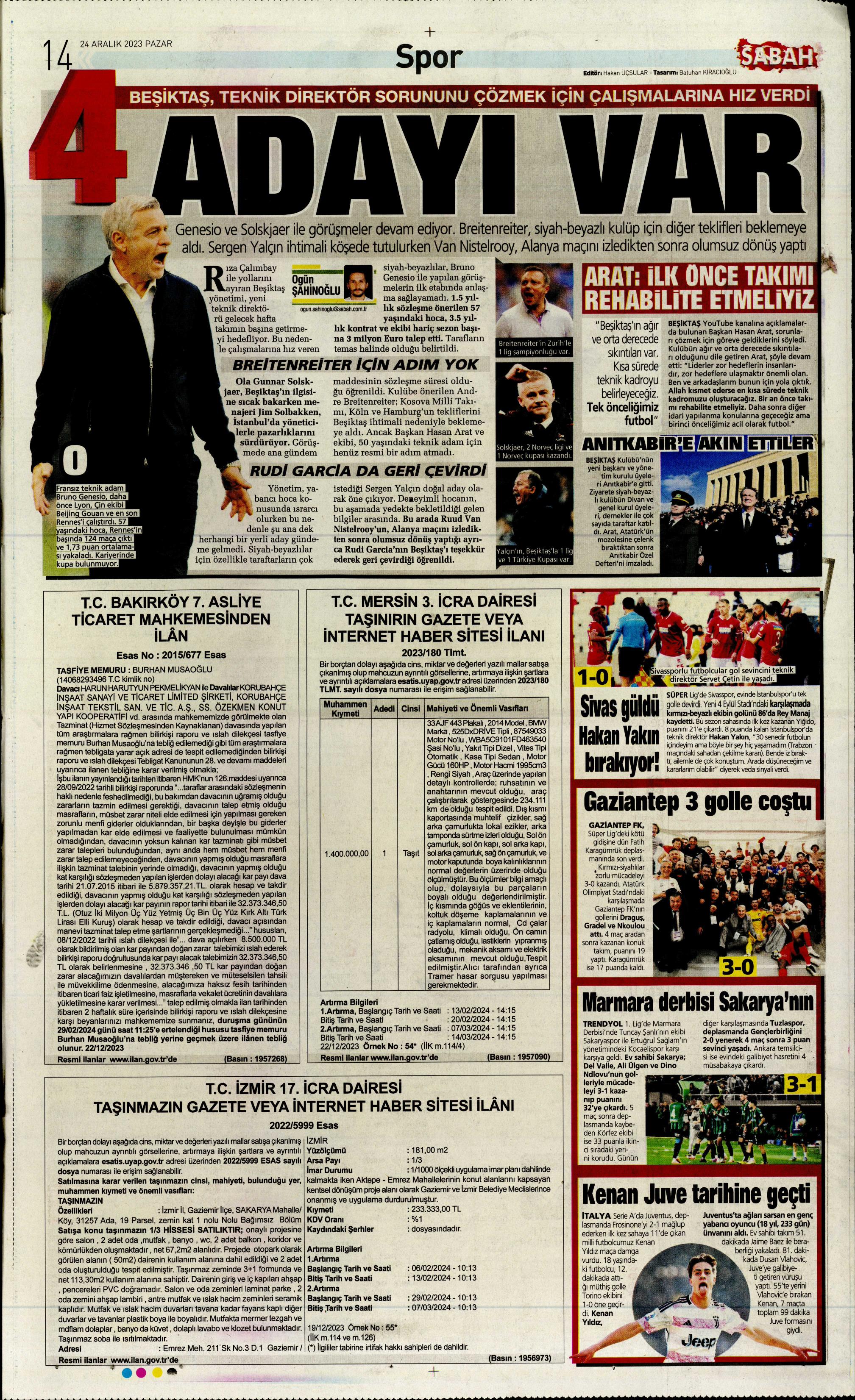 "Flick takımı görünce vazgeçti" | Sporun manşetleri (24 Aralık 2023)  - 30. Foto