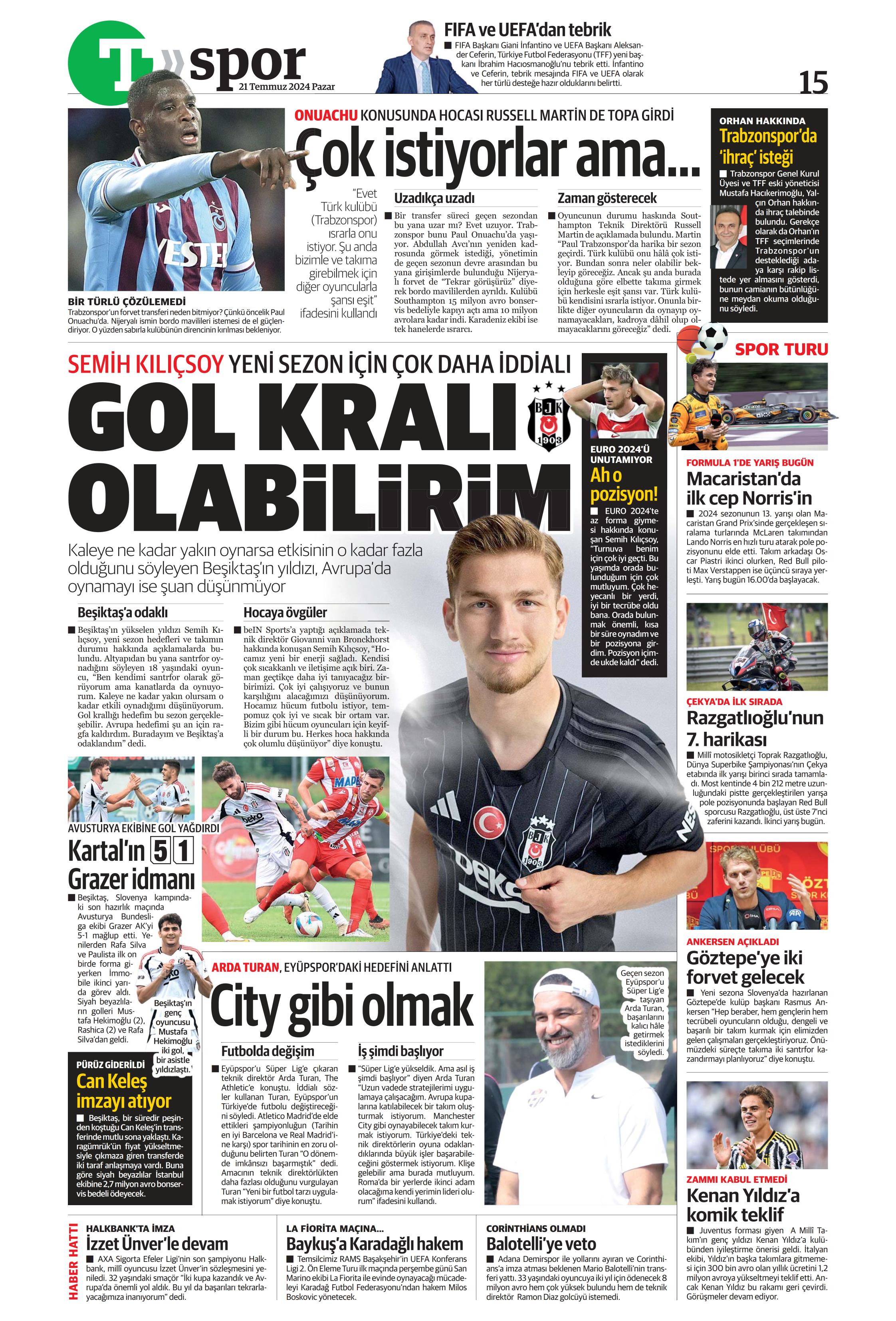 "Fenerbahçe'den Berge hamlesi" | Sporun Manşetleri (21 Temmuz 2024)  - 39. Foto