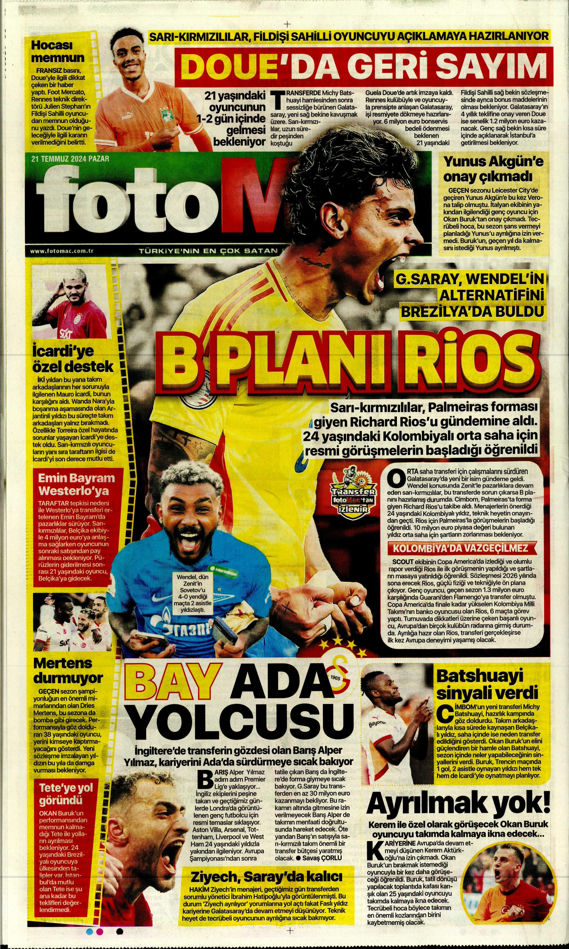 "Fenerbahçe'den Berge hamlesi" | Sporun Manşetleri (21 Temmuz 2024)  - 13. Foto