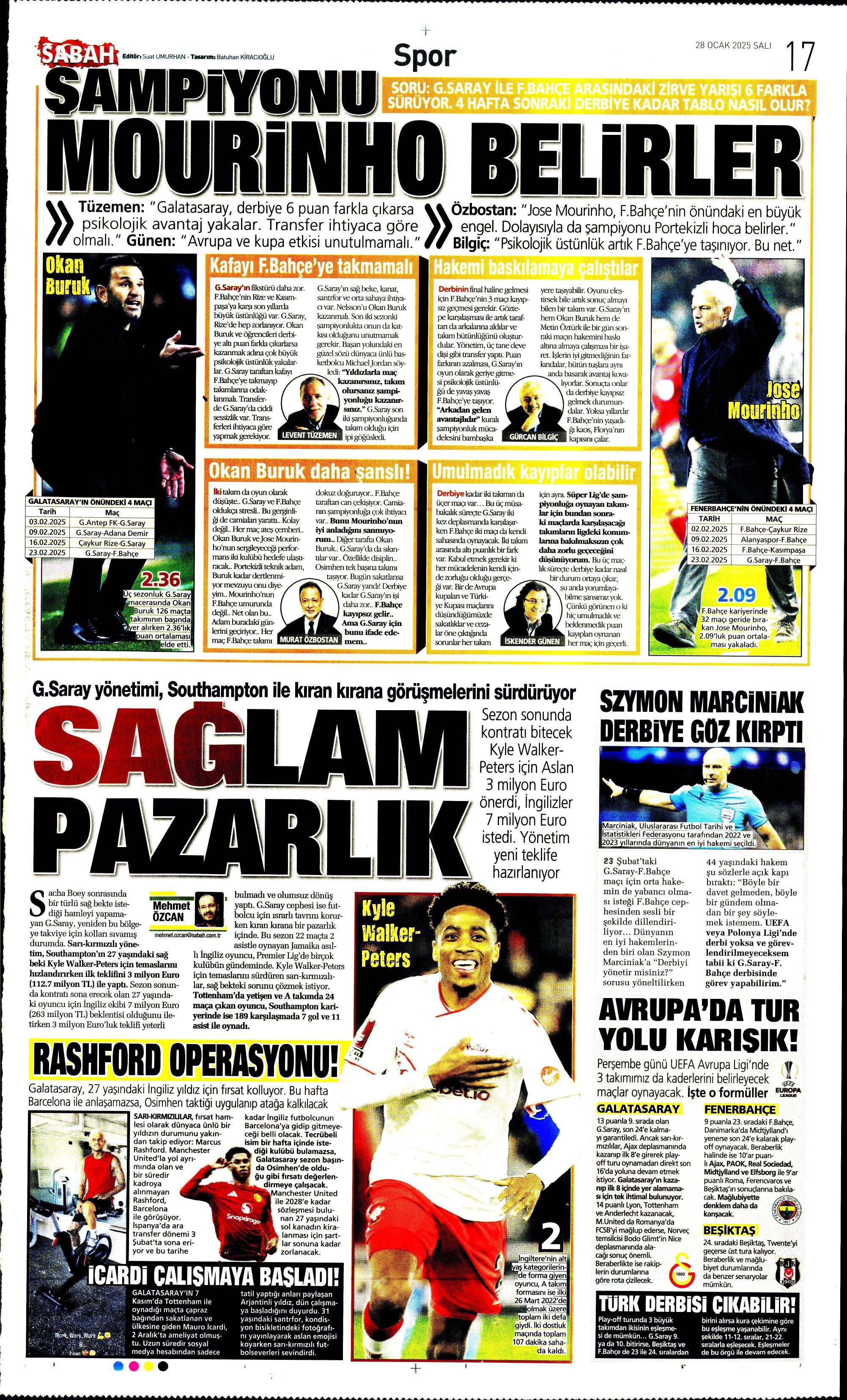 "Sıradaki transfer sol bek" | Sporun manşetleri  - 25. Foto