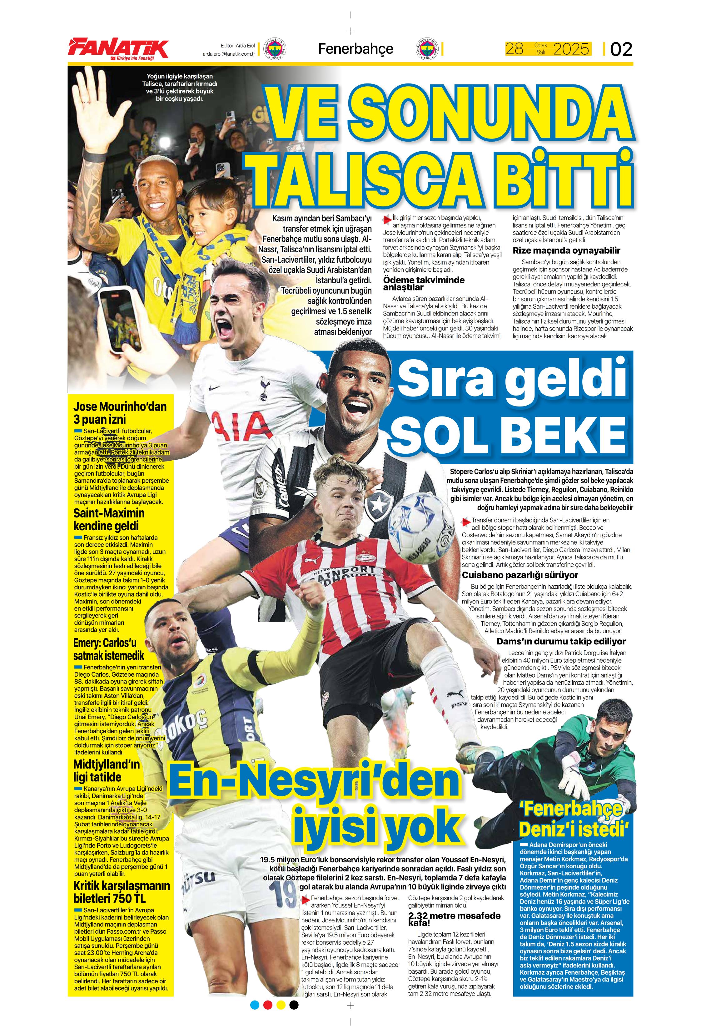 "Sıradaki transfer sol bek" | Sporun manşetleri  - 6. Foto