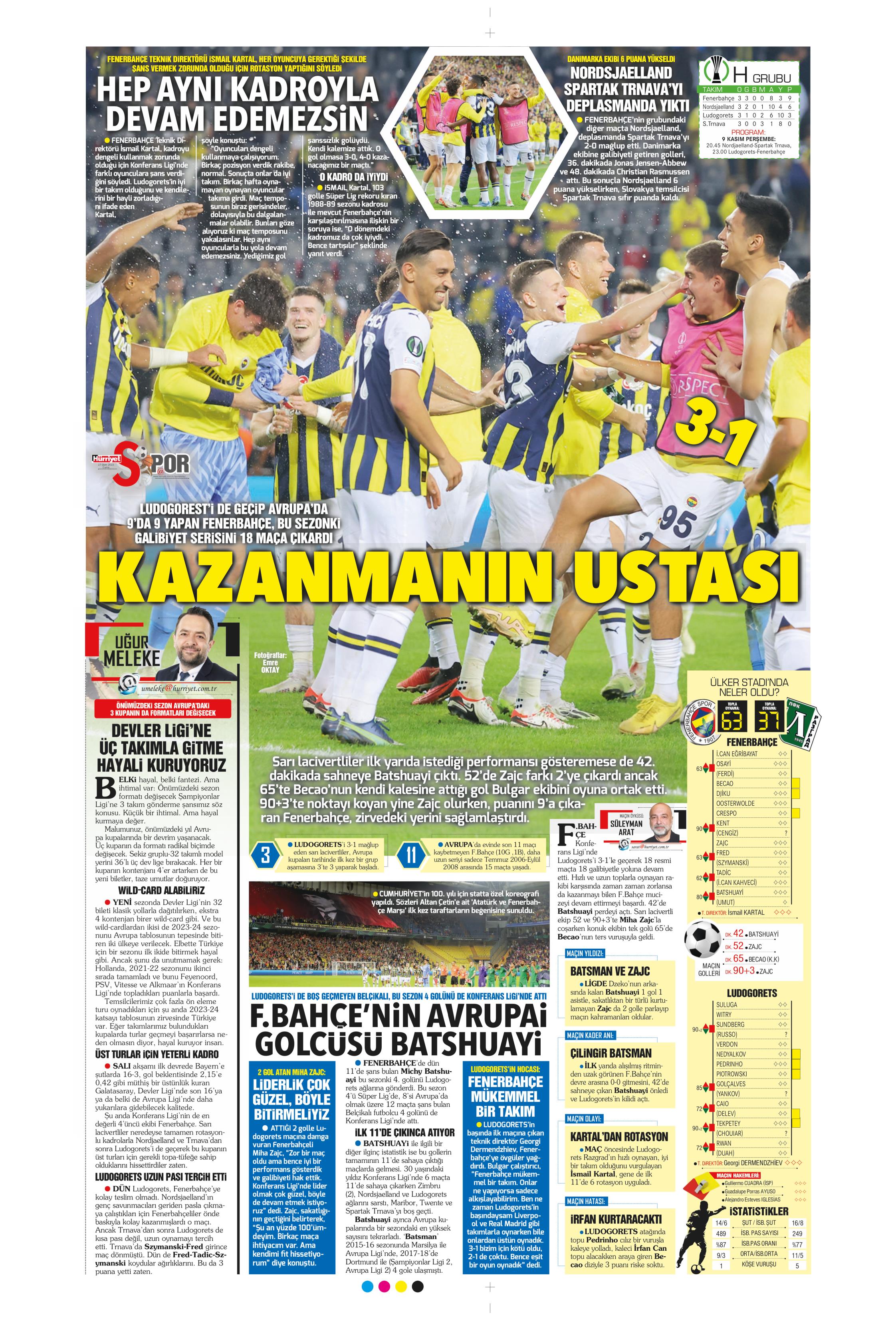 "Yüzyılın Fener'i" | Sporun manşetleri (27 Ekim 2023)  - 23. Foto