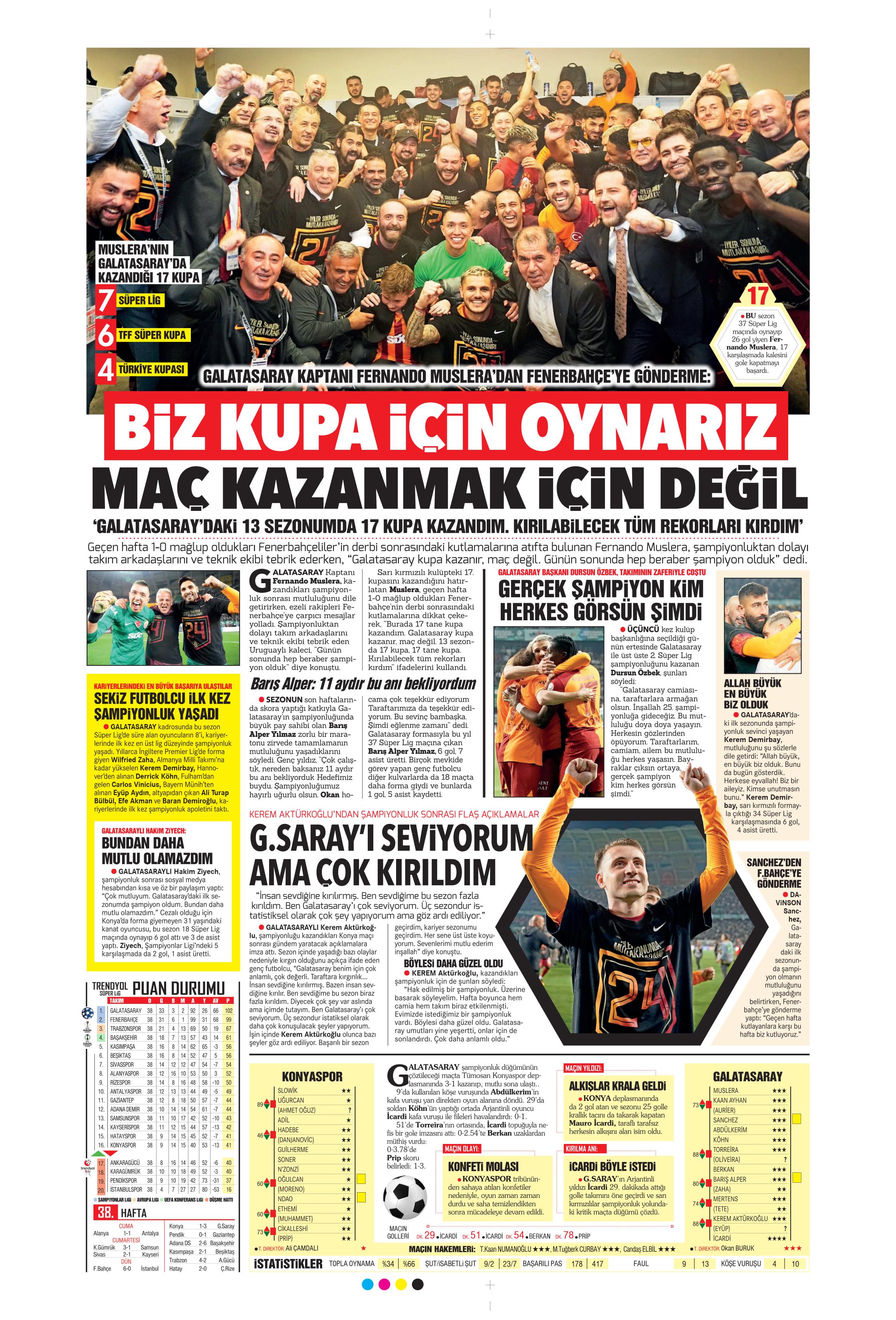 "Mayısların kralı şampiyon Aslan!" | Sporun manşetleri (27 Mayıs 2024)  - 25. Foto