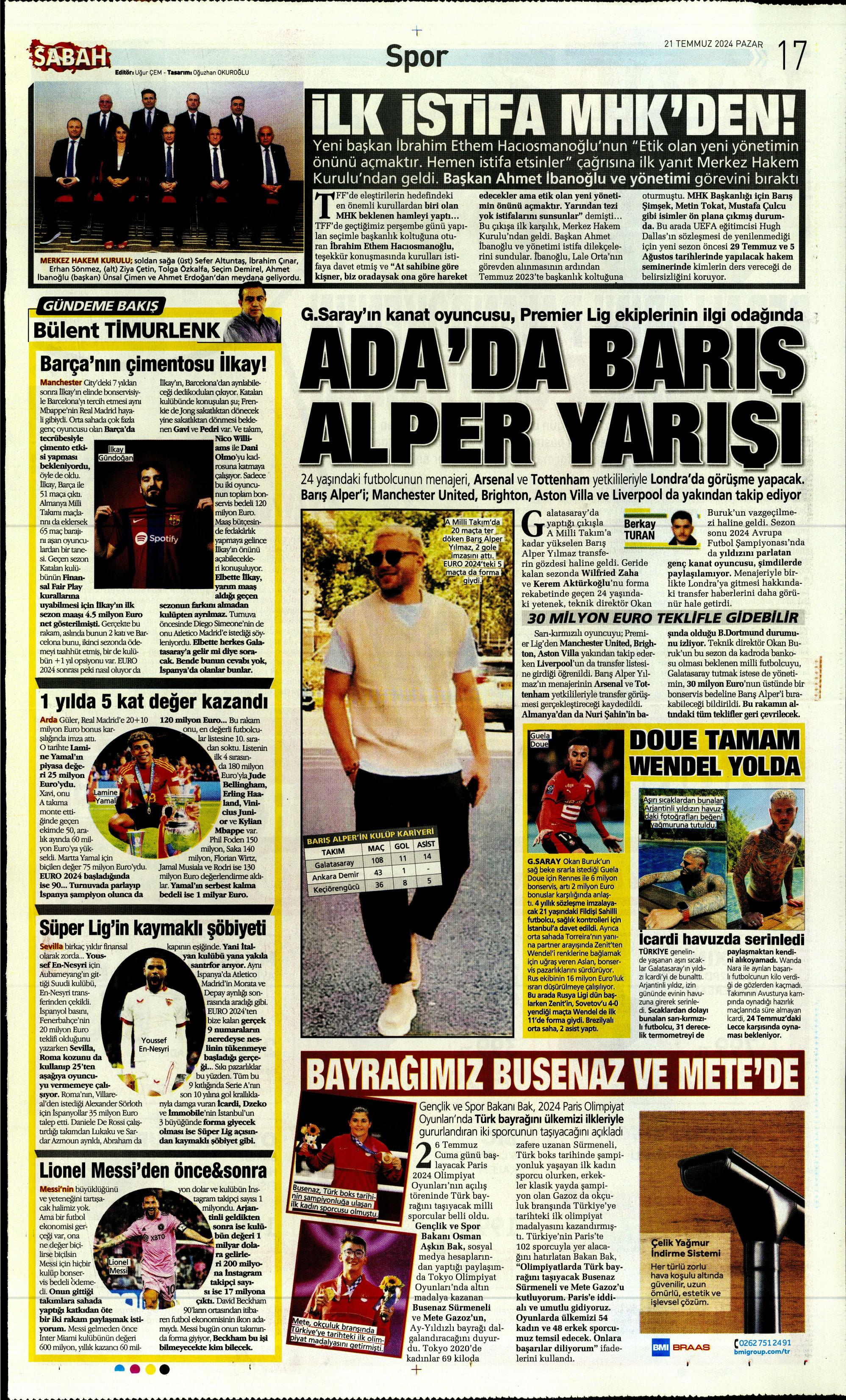 "Fenerbahçe'den Berge hamlesi" | Sporun Manşetleri (21 Temmuz 2024)  - 30. Foto