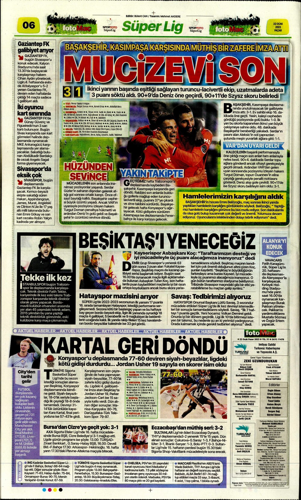 Sporun Manşetleri (22 Ocak 2023) - 14. Foto
