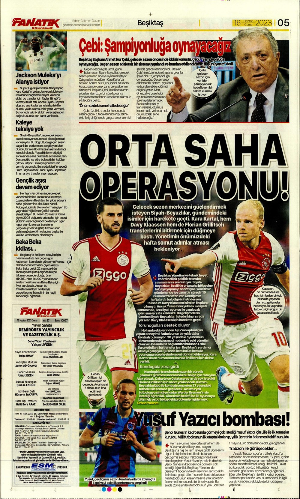 "Dzeko çok yakın" Sporun manşetleri (16 Haziran 2023)  - 7. Foto