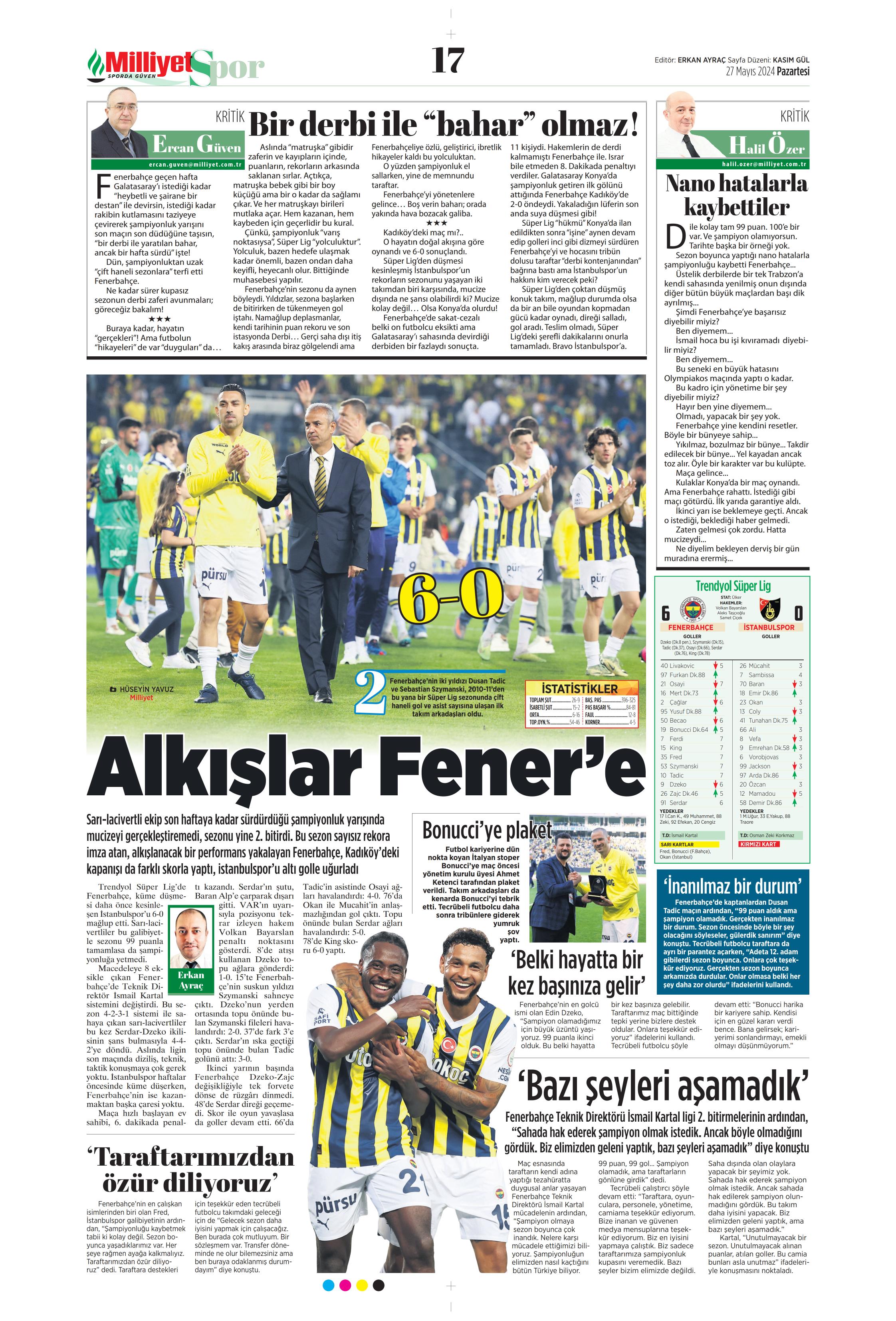 "Mayısların kralı şampiyon Aslan!" | Sporun manşetleri (27 Mayıs 2024)  - 32. Foto