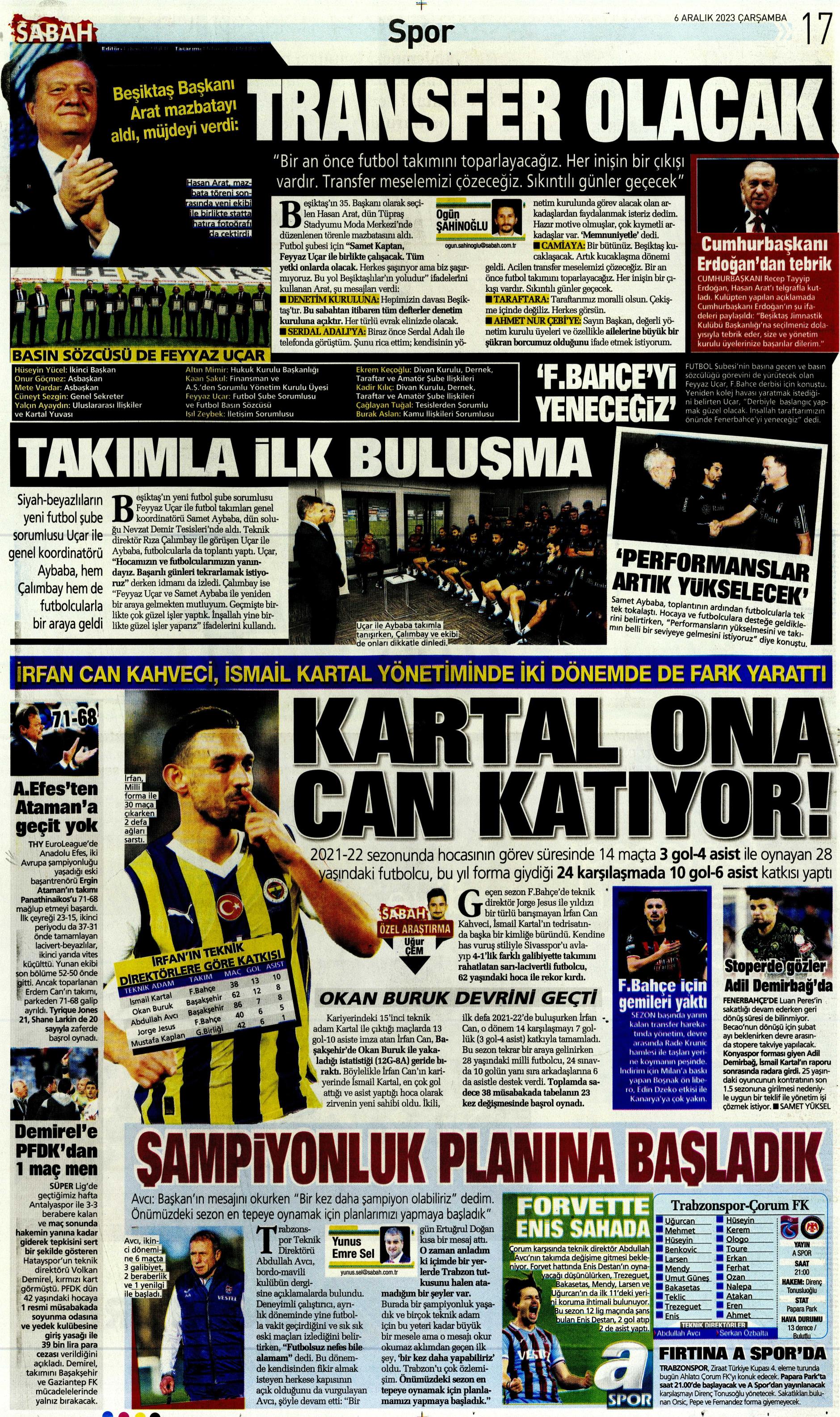 "Aslan'da operasyon başladı" | Sporun manşetleri (6 Aralık 2023)  - 24. Foto