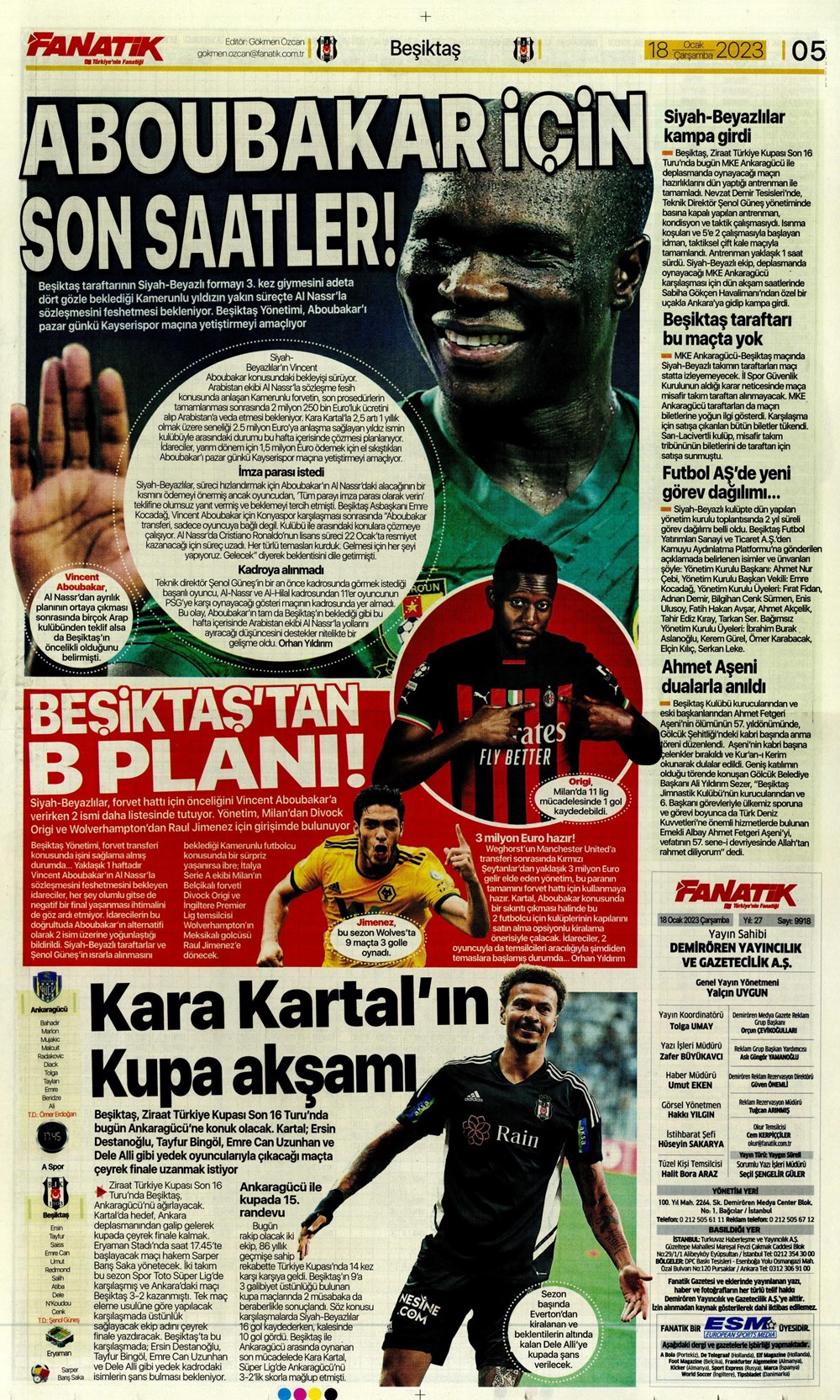 Sporun Manşetleri (18 Ocak 2023) - 9. Foto