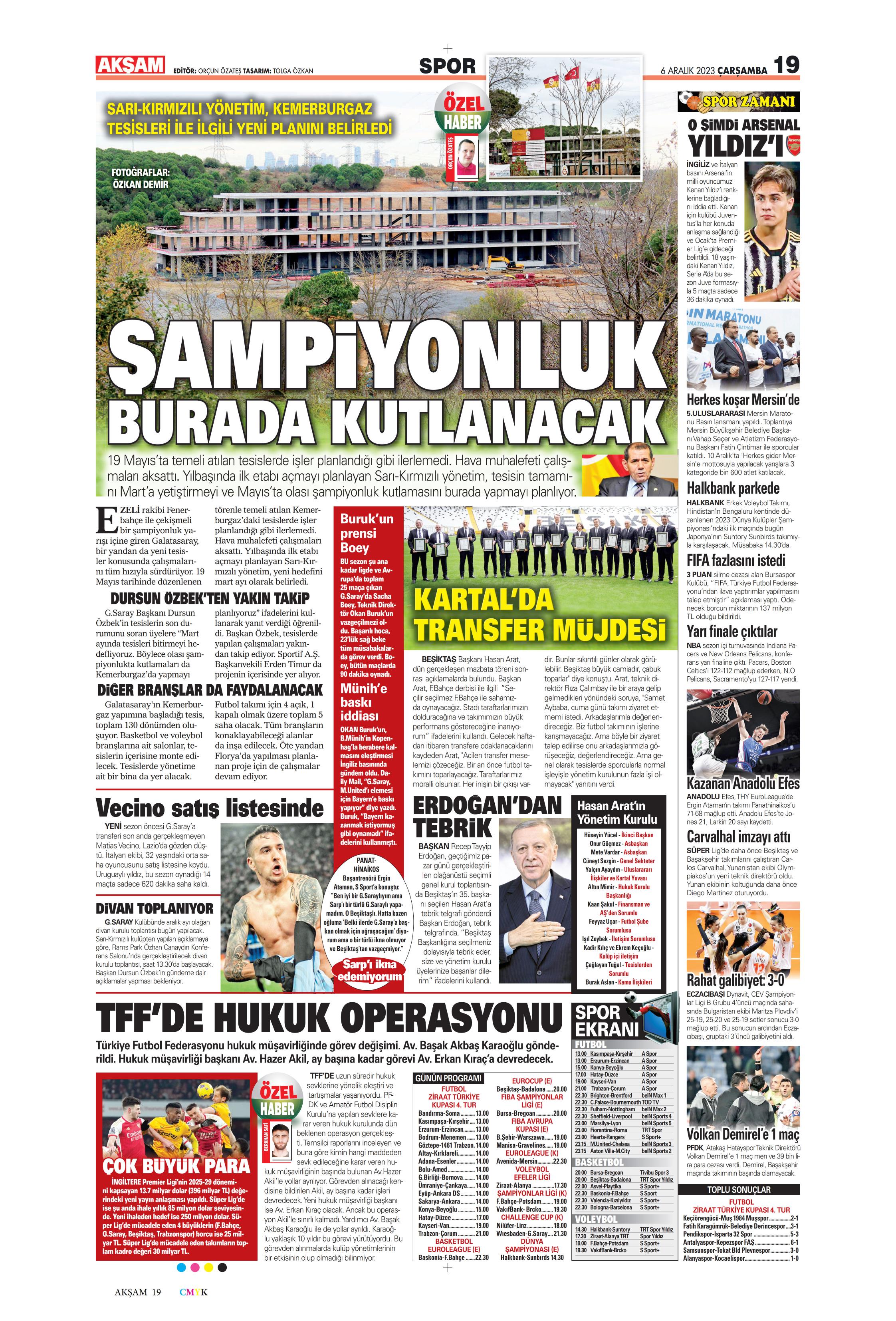 "Aslan'da operasyon başladı" | Sporun manşetleri (6 Aralık 2023)  - 5. Foto