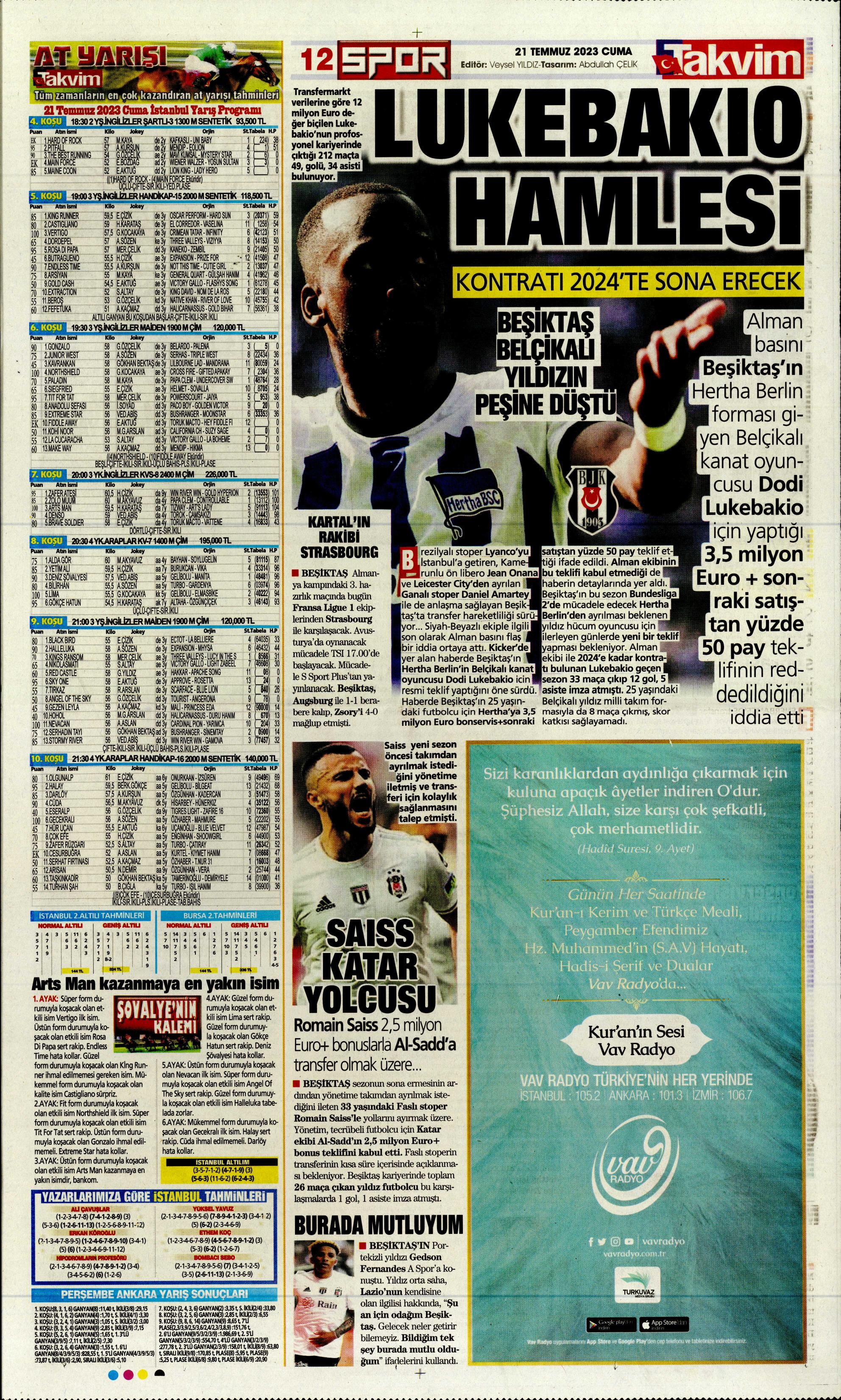 "Zaha için rekor teklif" | Sporun Manşetleri  - 30. Foto