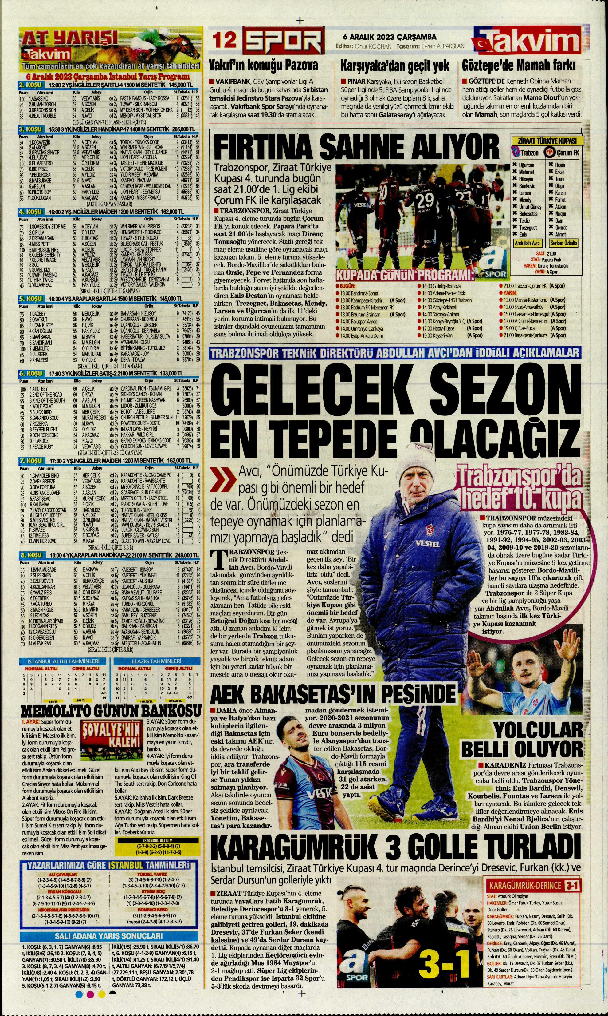 "Aslan'da operasyon başladı" | Sporun manşetleri (6 Aralık 2023)  - 27. Foto