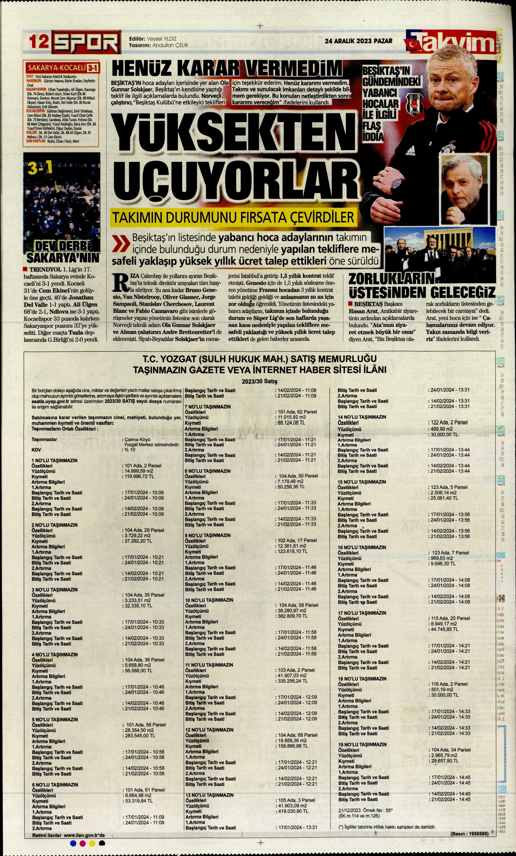 "Flick takımı görünce vazgeçti" | Sporun manşetleri (24 Aralık 2023)  - 35. Foto