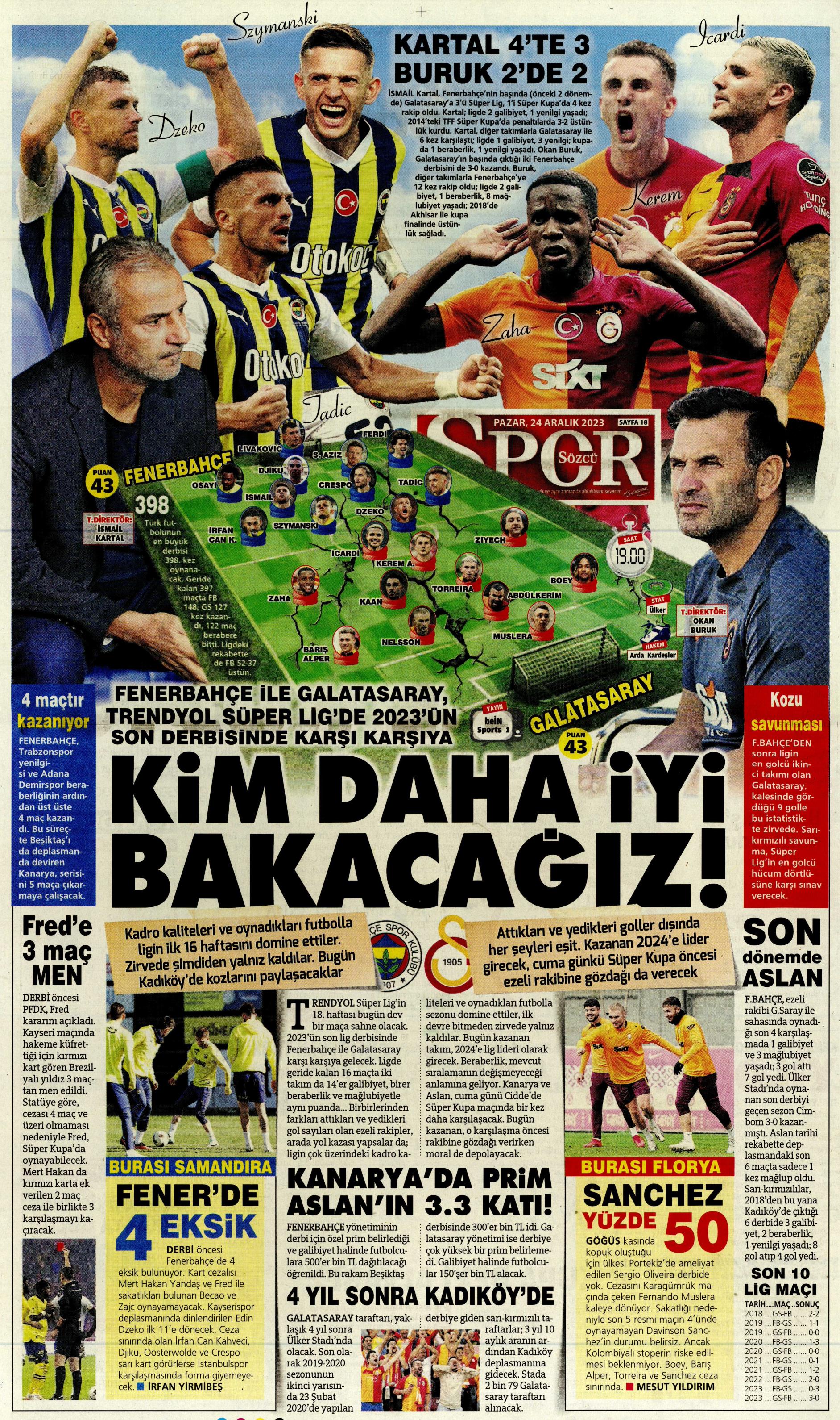 "Flick takımı görünce vazgeçti" | Sporun manşetleri (24 Aralık 2023)  - 34. Foto