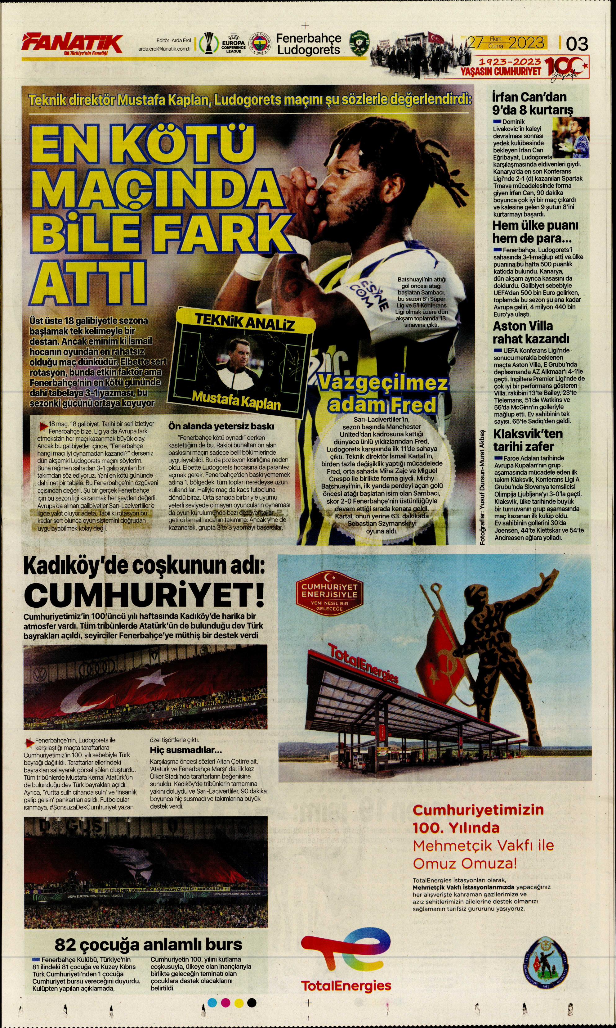 "Yüzyılın Fener'i" | Sporun manşetleri (27 Ekim 2023)  - 7. Foto